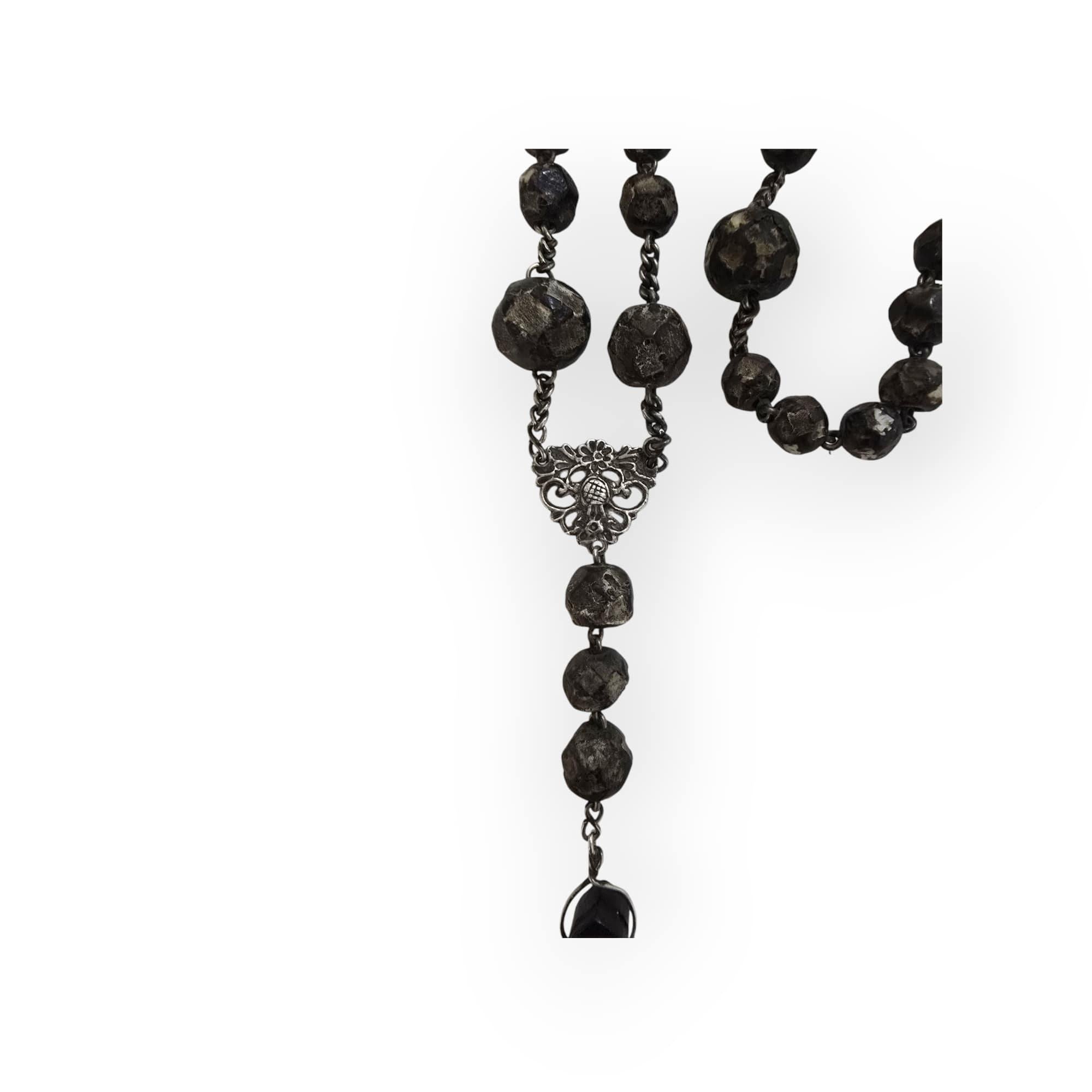 Fruitwood Antique Jerusalem Rosary Cross – 19th Century For Sale