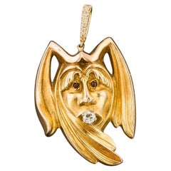 Antique Jester Pendant of 14k Gold