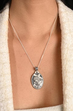 Antique Style Jesus Carrying Cross Medallion Pendant Made in 925 Sterling Silver