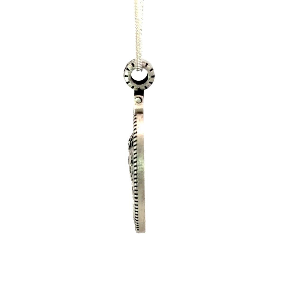 Women's Antique Style Jesus Carrying Cross Medallion Pendant Made in 925 Sterling Silver For Sale