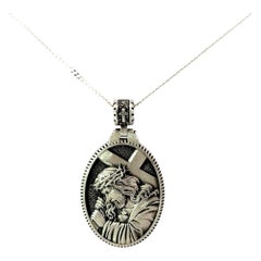 Antique Style Jesus Carrying Cross Medallion Pendant Made in 925 Sterling Silver