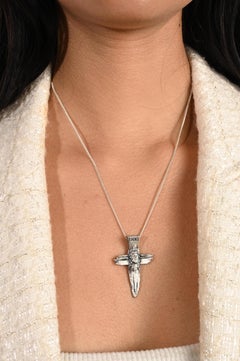 Antique Style Jesus on Cross Catholic Pendant Crafted in 925 Sterling Silver