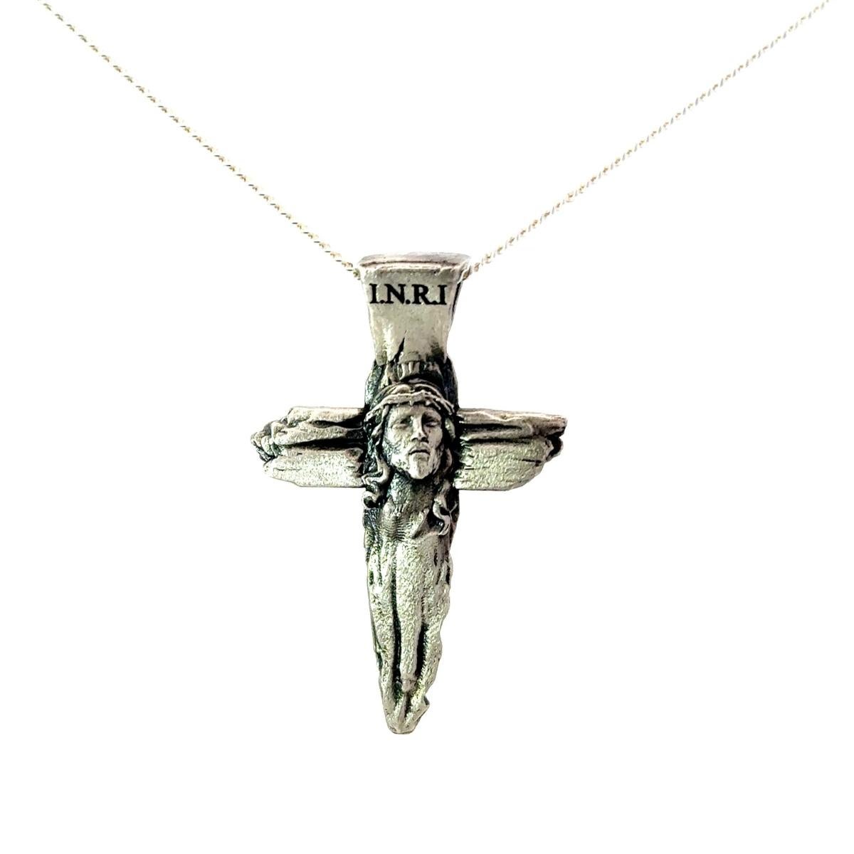 da uomo o donna Antico ciondolo cattolico con Gesù in croce realizzato in argento sterling 925 in vendita