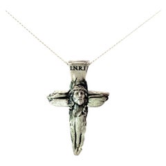 Antique Jesus on Cross Catholic Pendant Crafted in 925 Sterling Silver