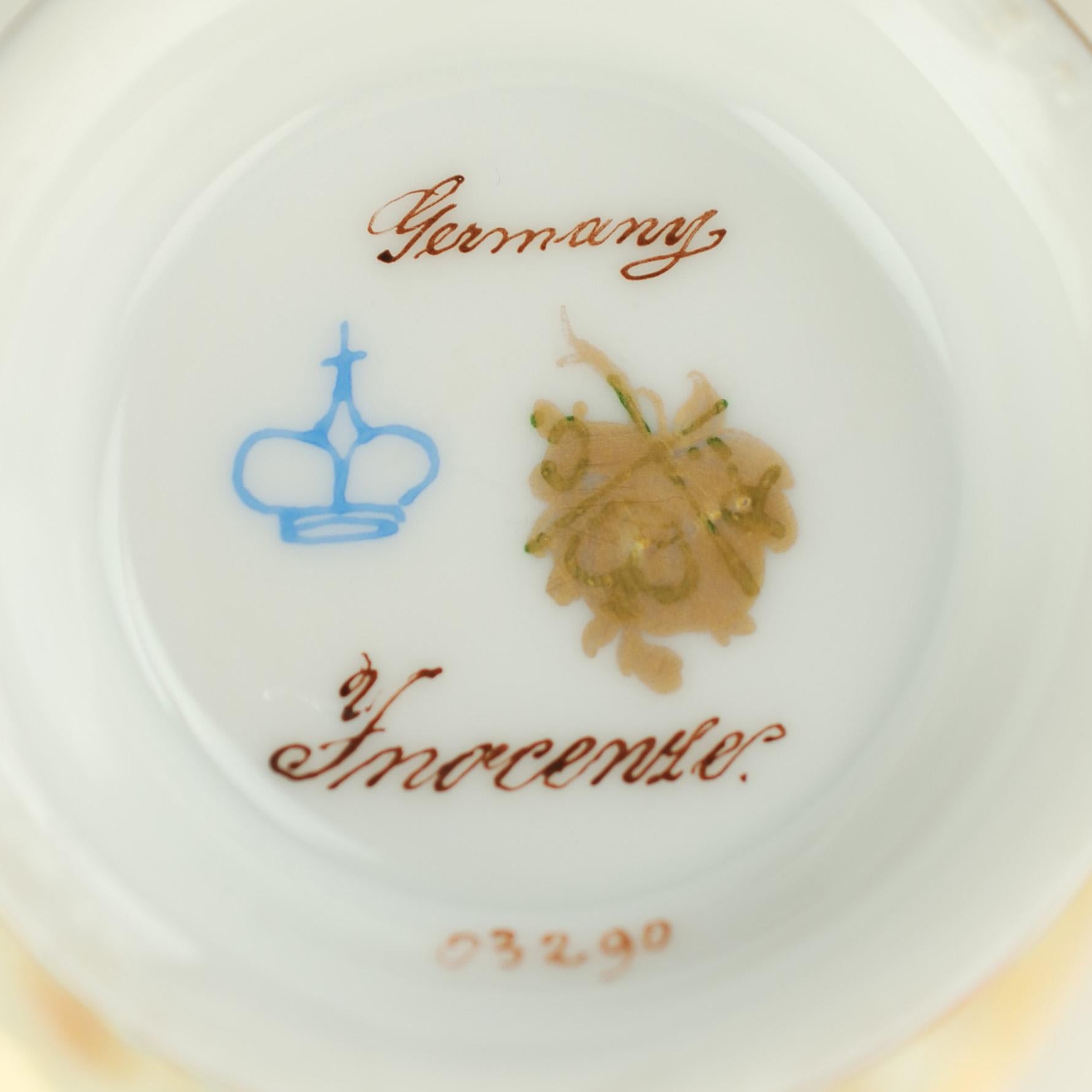 Antique Jeweled Gilt Encrusted Dresden Porcelain Signed Portrait Cup and Saucer 3