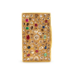 Antico Jewell in oro massiccio 18K CT Diamante Zaffiro Rubino Smeraldo Scatola Filigrana