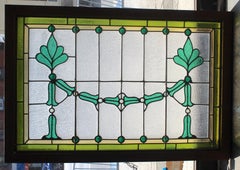 Antikes, juwelenbesetztes Buntglasfenster 40" x 26"