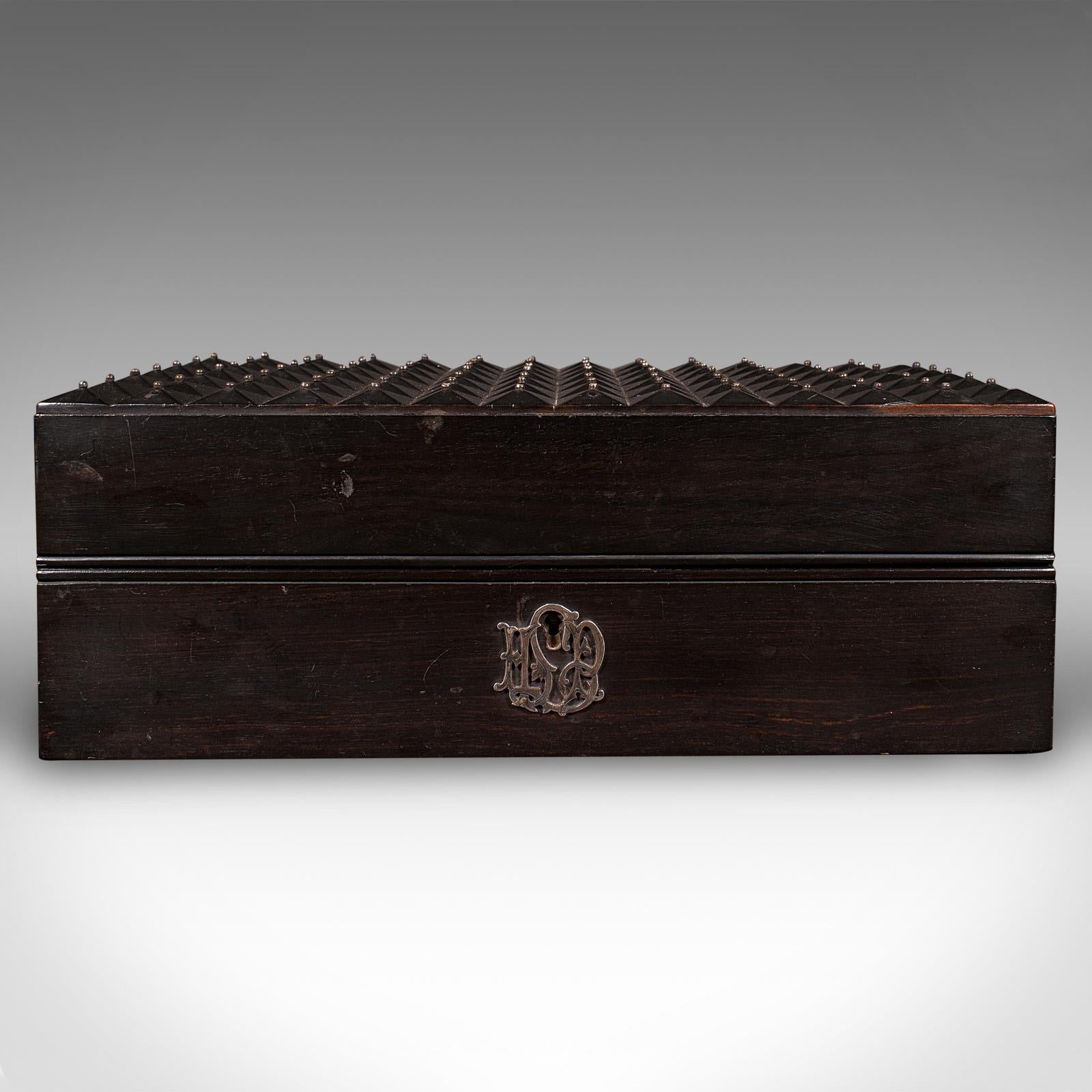 Late Victorian Antique Jewellery Box, English, Coromandel, Aesthetic Period, Victorian, C.1900 For Sale