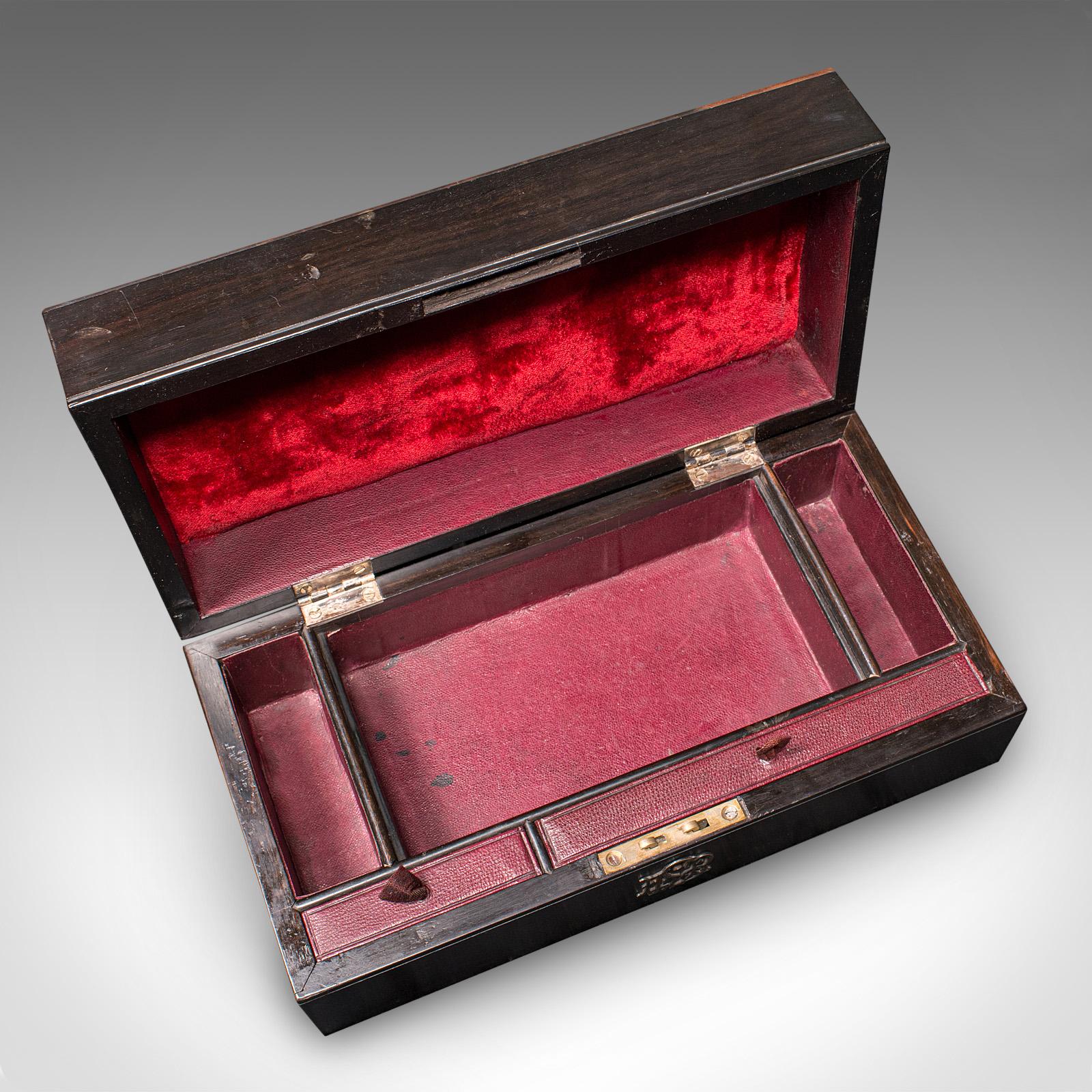 Antique Jewellery Box, English, Coromandel, Aesthetic Period, Victorian, C.1900 For Sale 1
