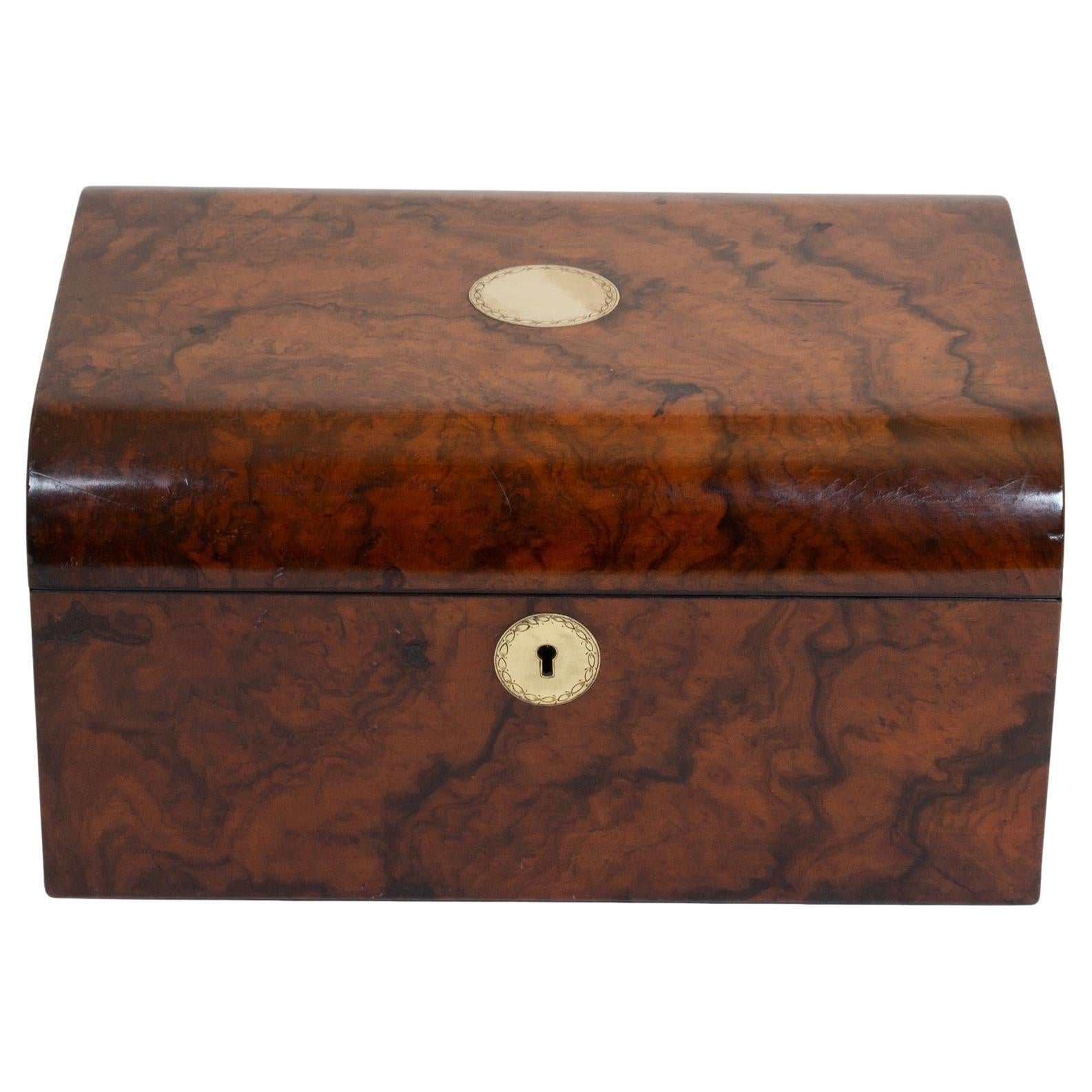 Antique Jewellery Box in Burr Walnut Victorian Period