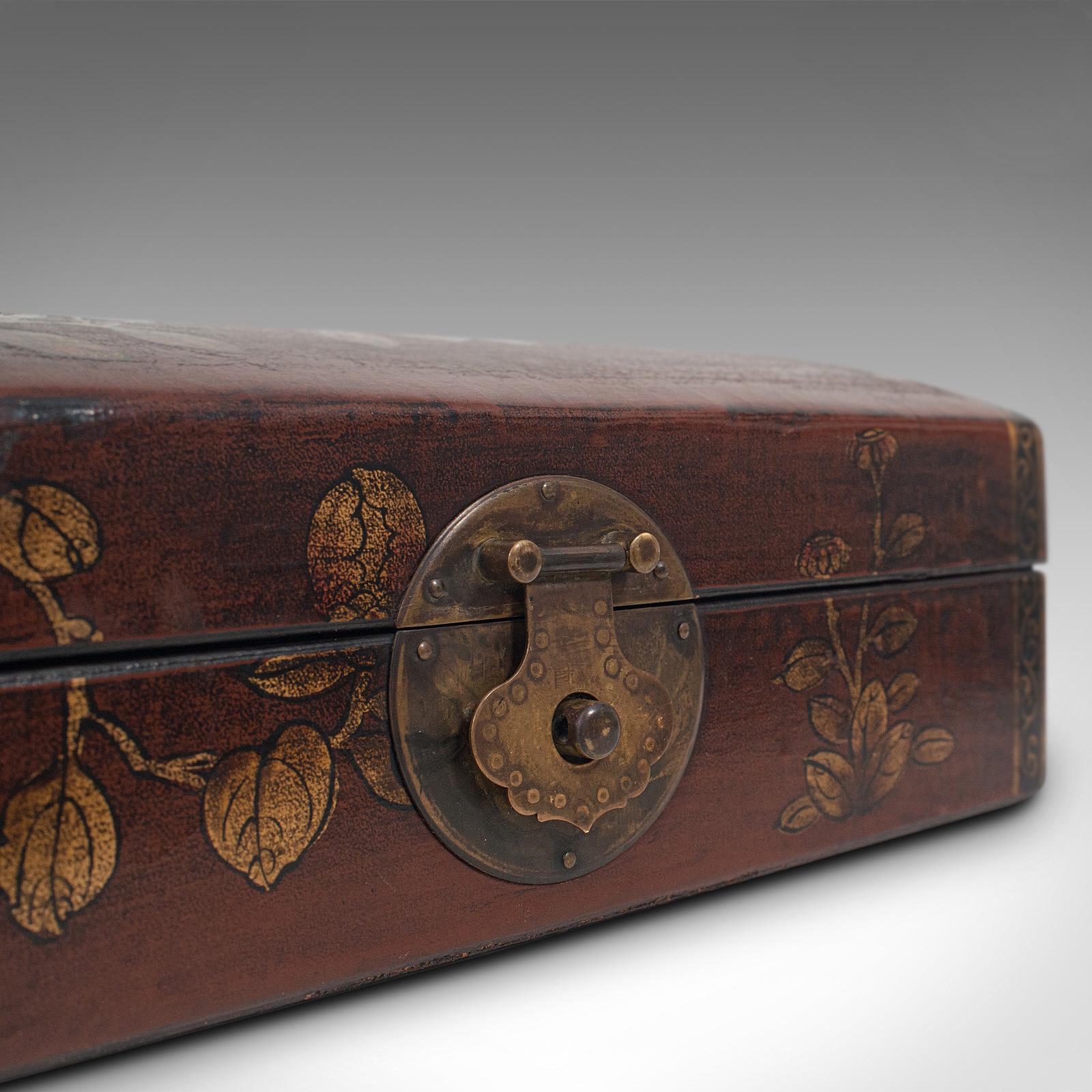 Antique Jewelry Box, Japanese, Leather, Desk Caddy, Meiji Period, circa 1900 6