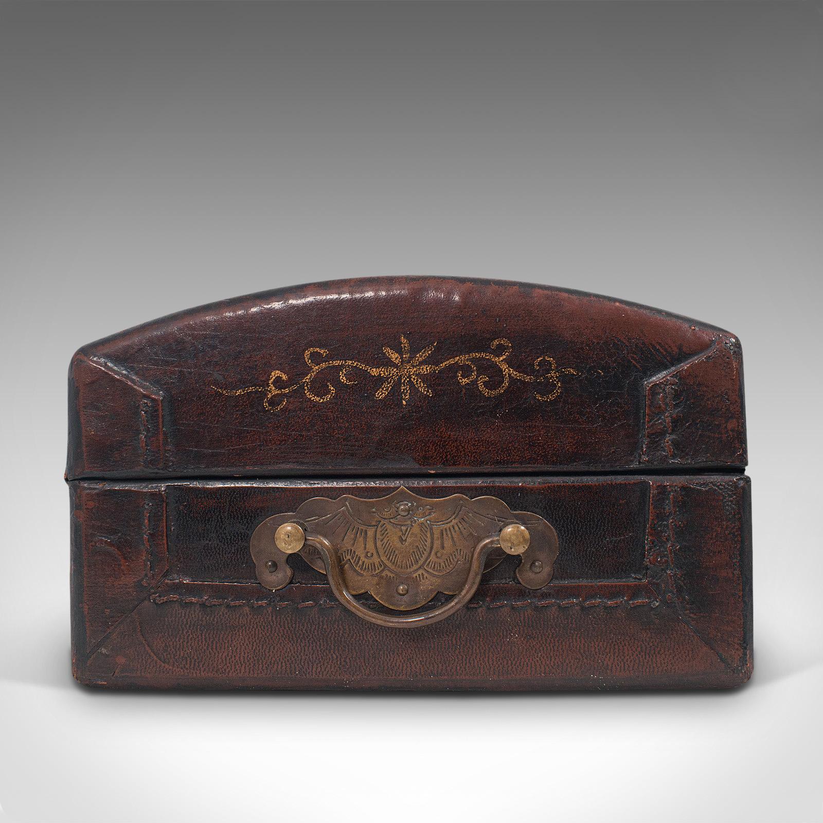 Antique Jewelry Box, Japanese, Leather, Desk Caddy, Meiji Period, circa 1900 7