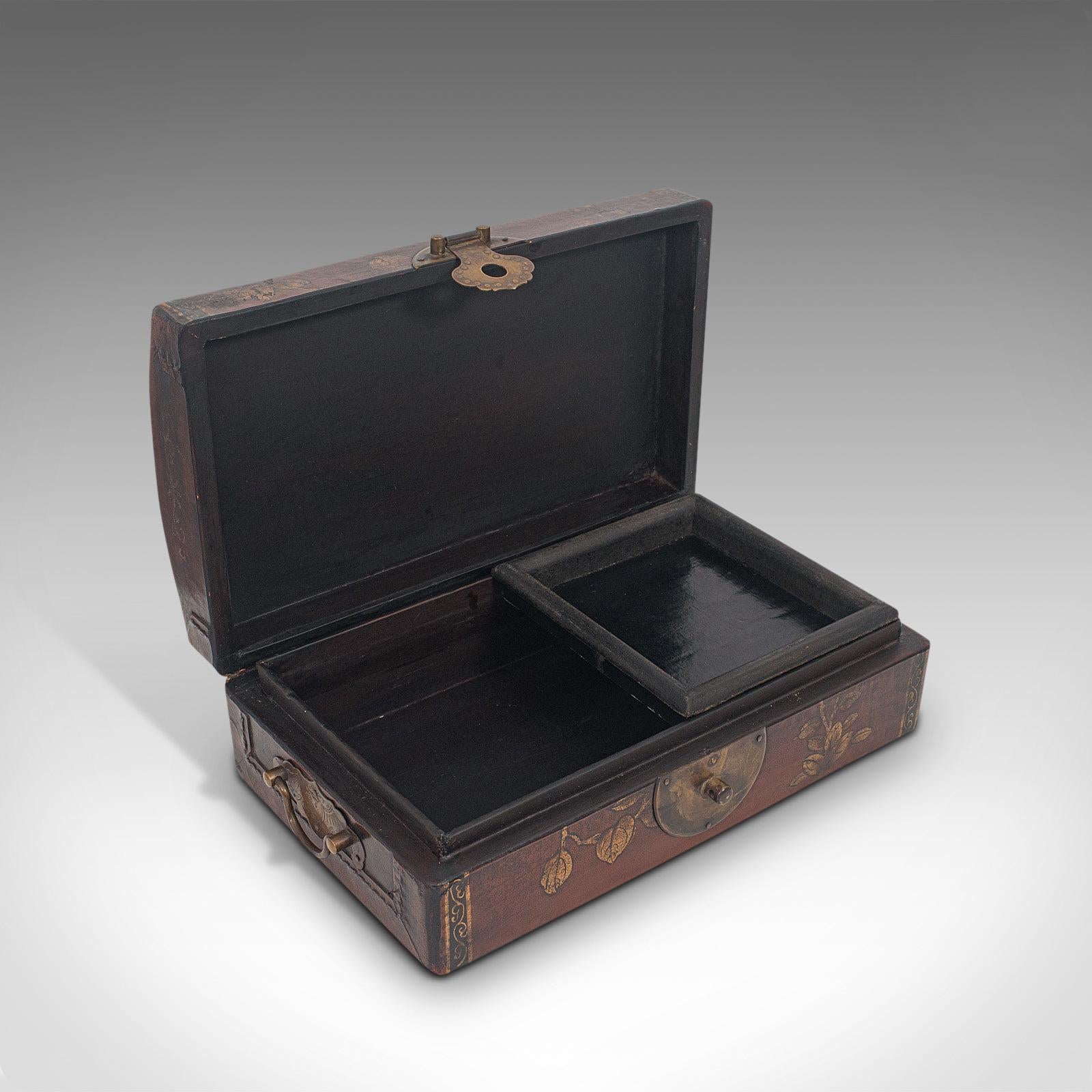 Antique Jewelry Box, Japanese, Leather, Desk Caddy, Meiji Period, circa 1900 4