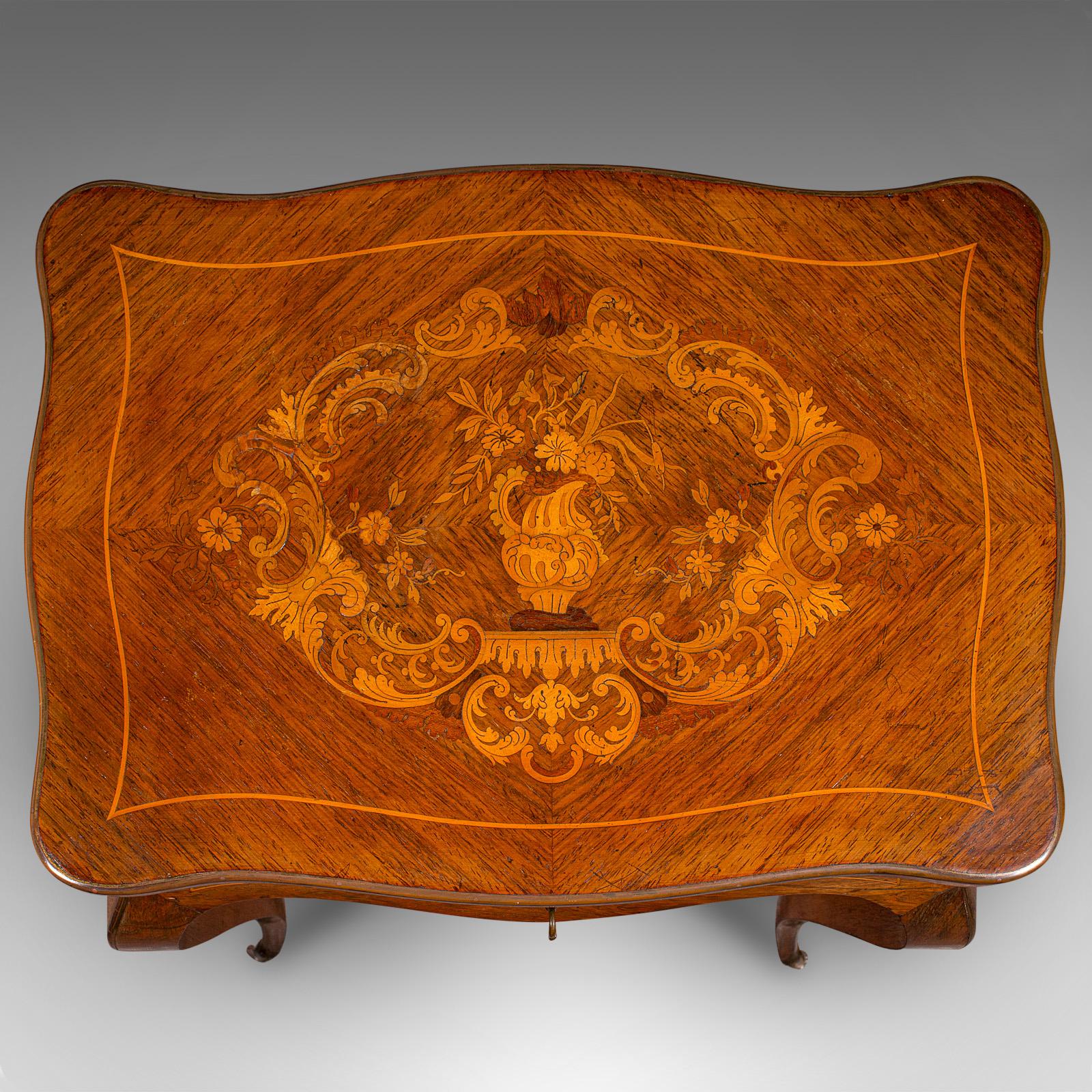 Antique Jewellery Table, French, Walnut, Side, Occasional, Victorian, Circa 1890 For Sale 7
