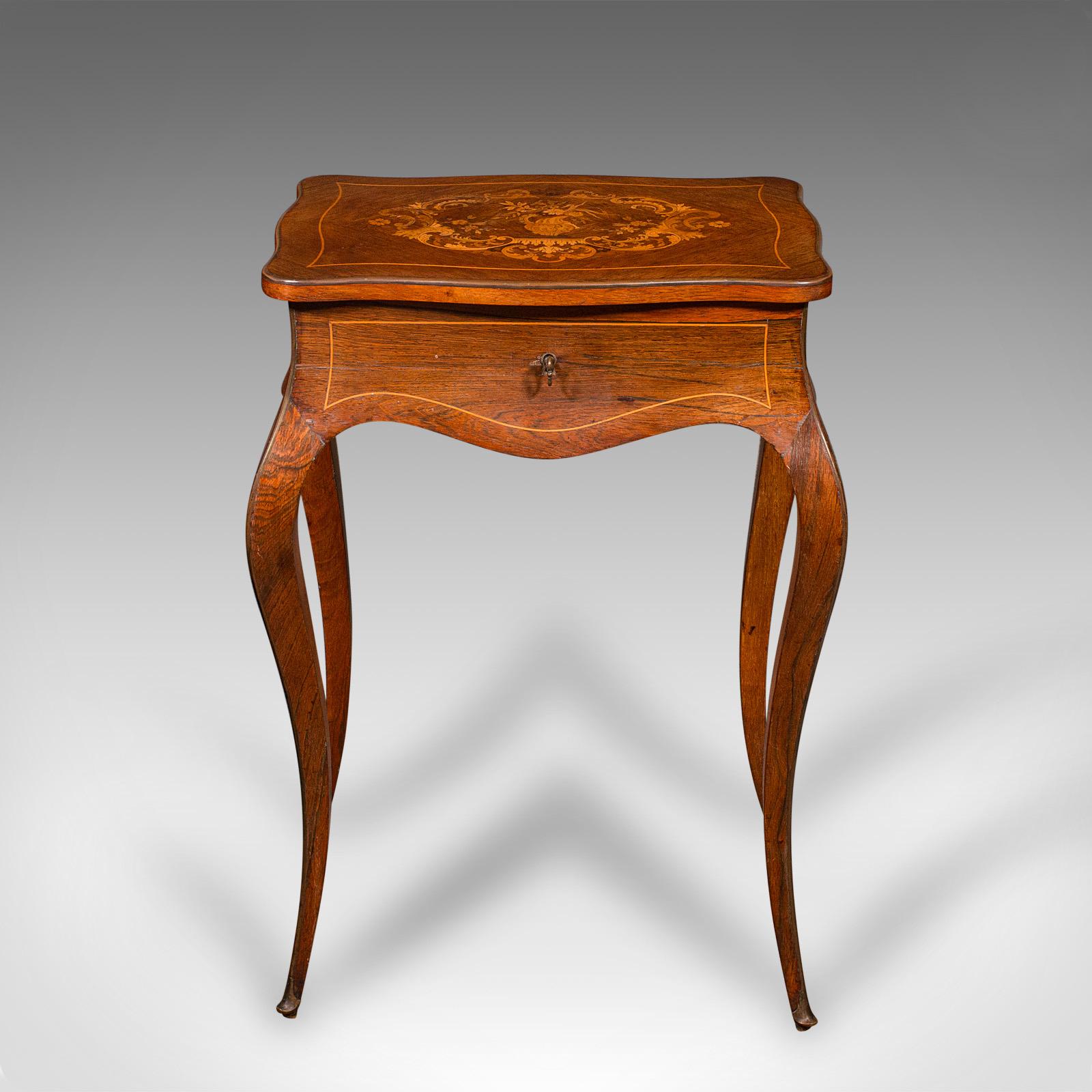 Antique Jewellery Table, French, Walnut, Side, Occasional, Victorian, Circa 1890 In Good Condition For Sale In Hele, Devon, GB