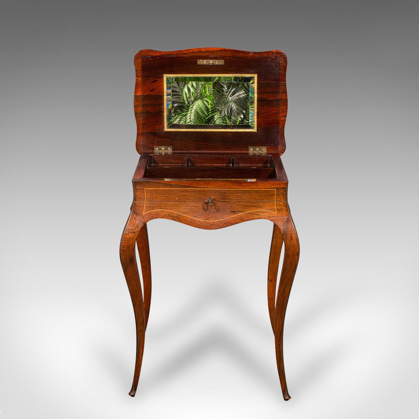 Late 19th Century Antique Jewellery Table, French, Walnut, Side, Occasional, Victorian, Circa 1890 For Sale