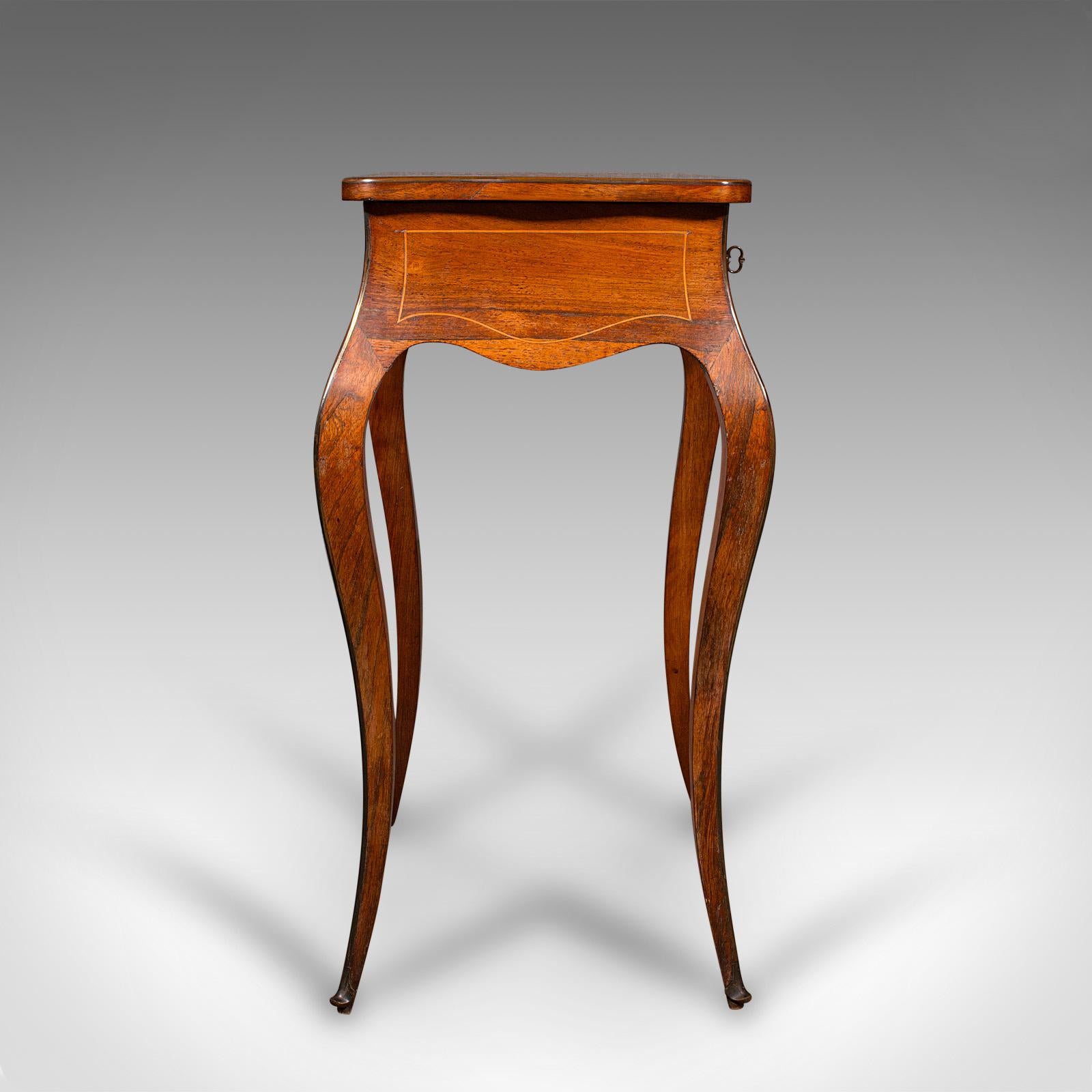 Antique Jewellery Table, French, Walnut, Side, Occasional, Victorian, Circa 1890 For Sale 1