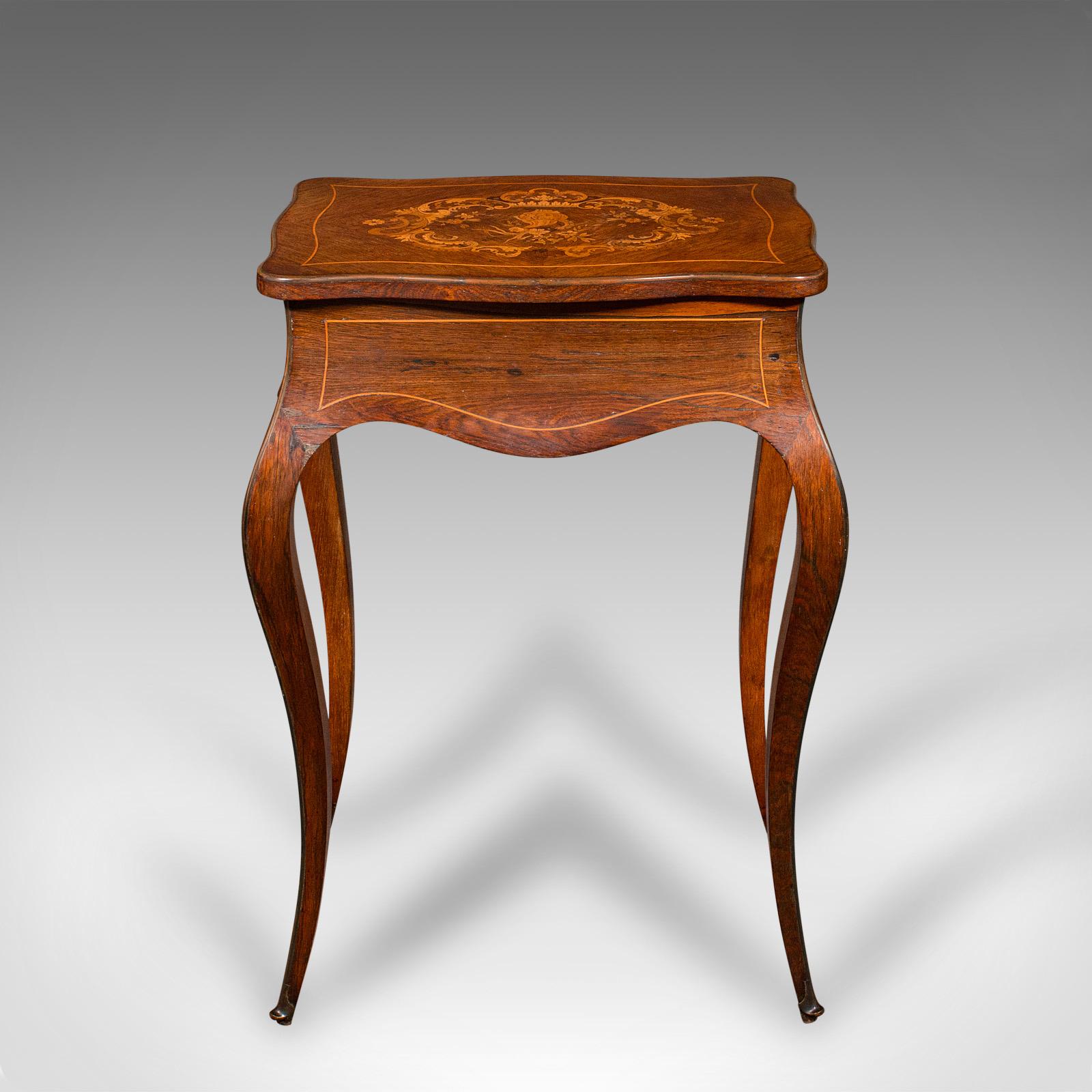Antique Jewellery Table, French, Walnut, Side, Occasional, Victorian, Circa 1890 For Sale 2