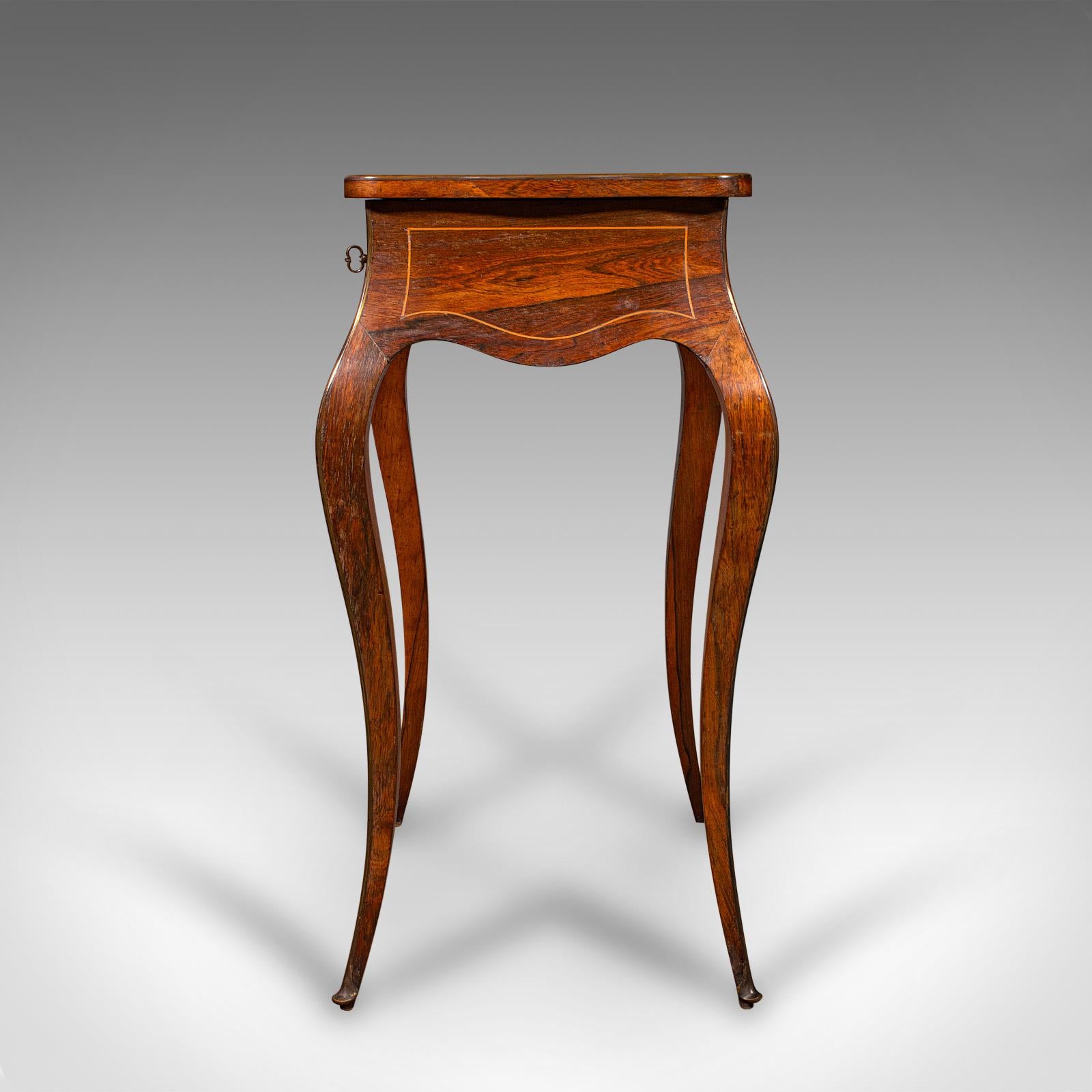 Antique Jewellery Table, French, Walnut, Side, Occasional, Victorian, Circa 1890 For Sale 3