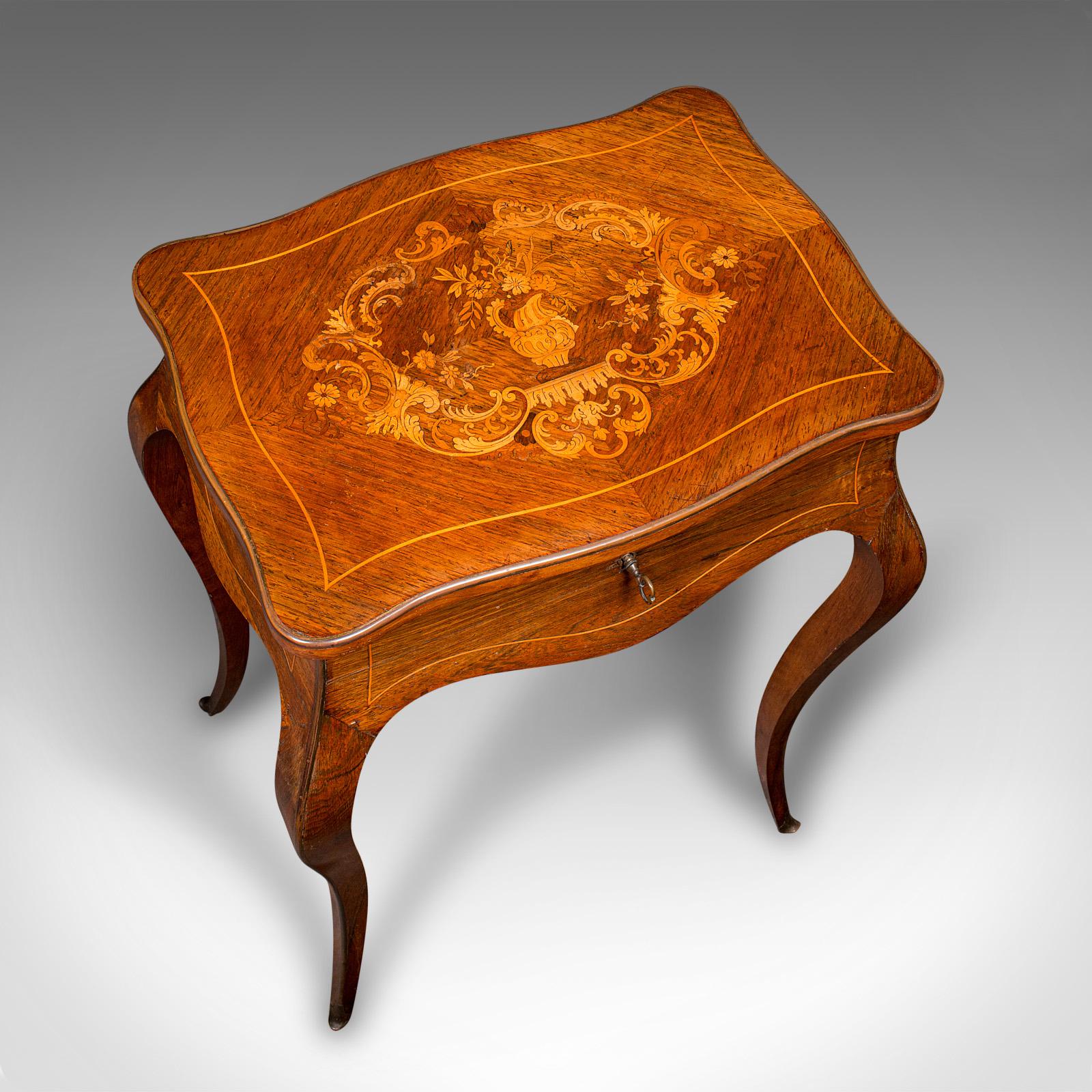 Antique Jewellery Table, French, Walnut, Side, Occasional, Victorian, Circa 1890 For Sale 4