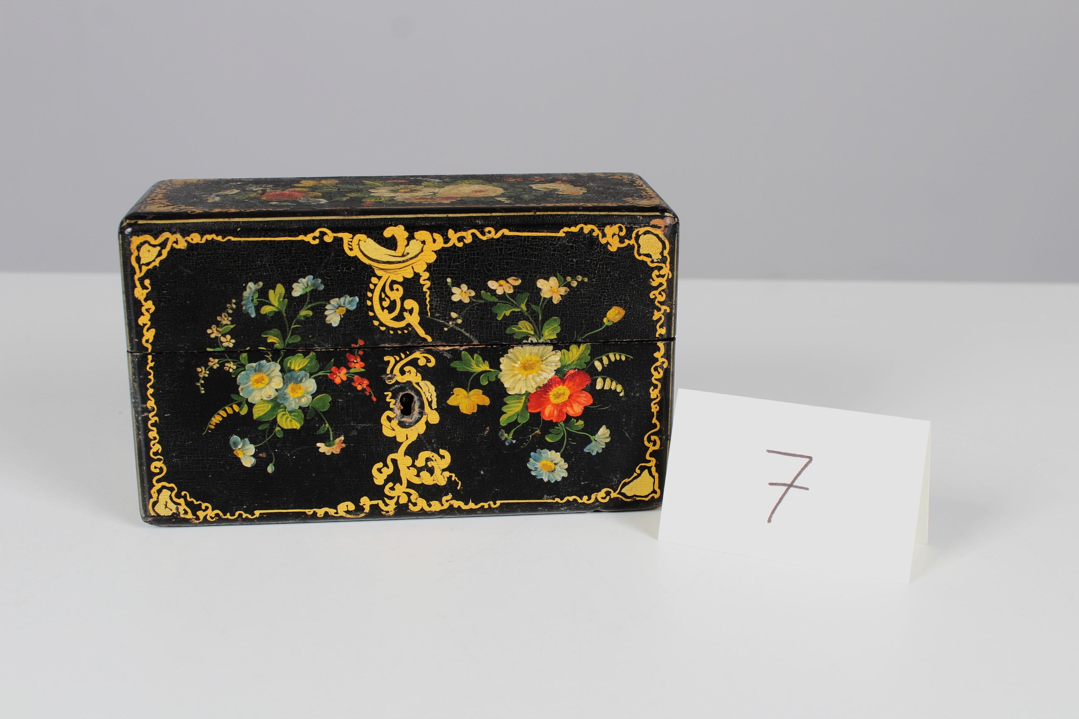 Boîte à bijoux ancienne, peinte à la main, France, vers 1900 en vente 3