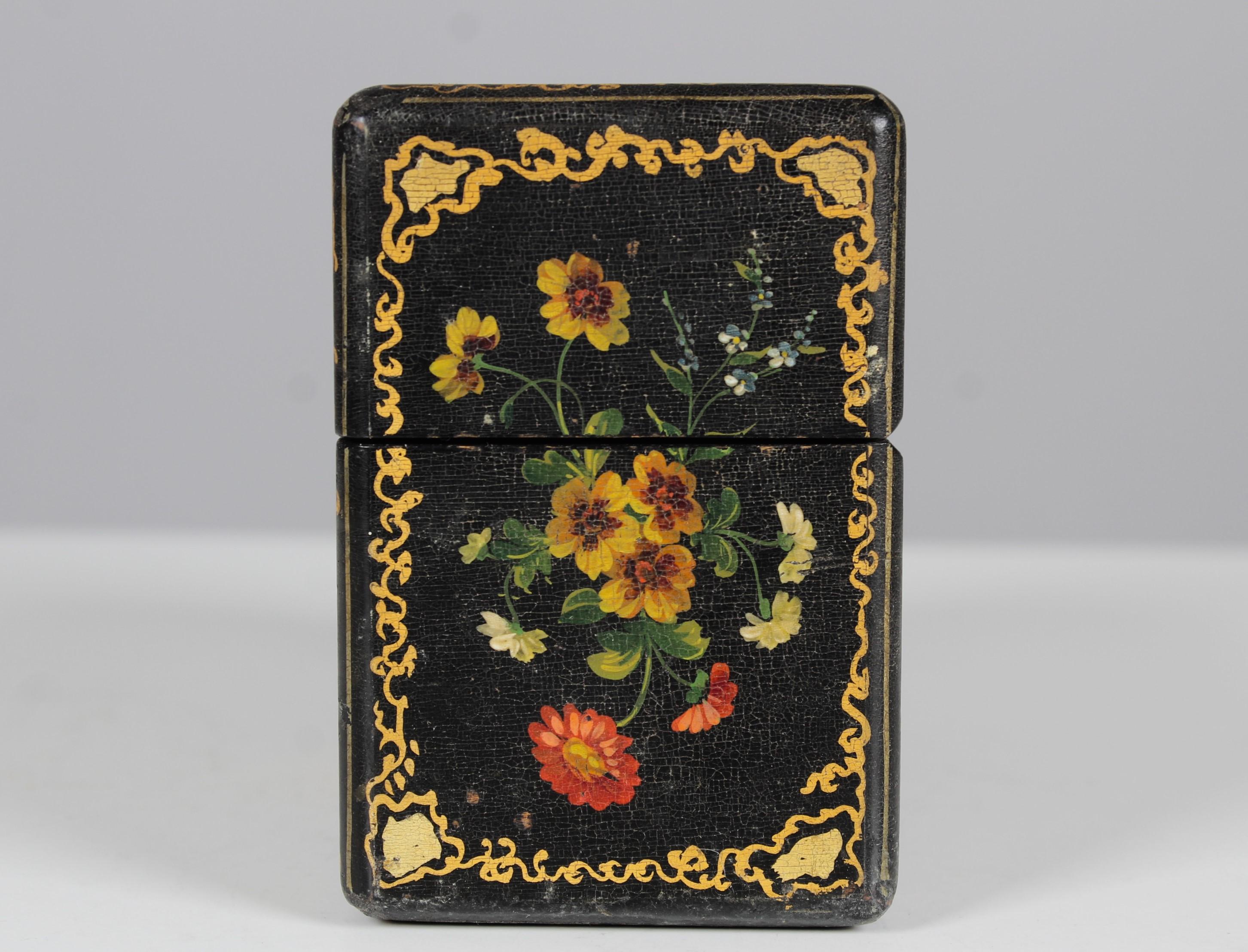 Hand-Painted Antique Jewelry Box, Hand-painted, France, Around 1900 For Sale