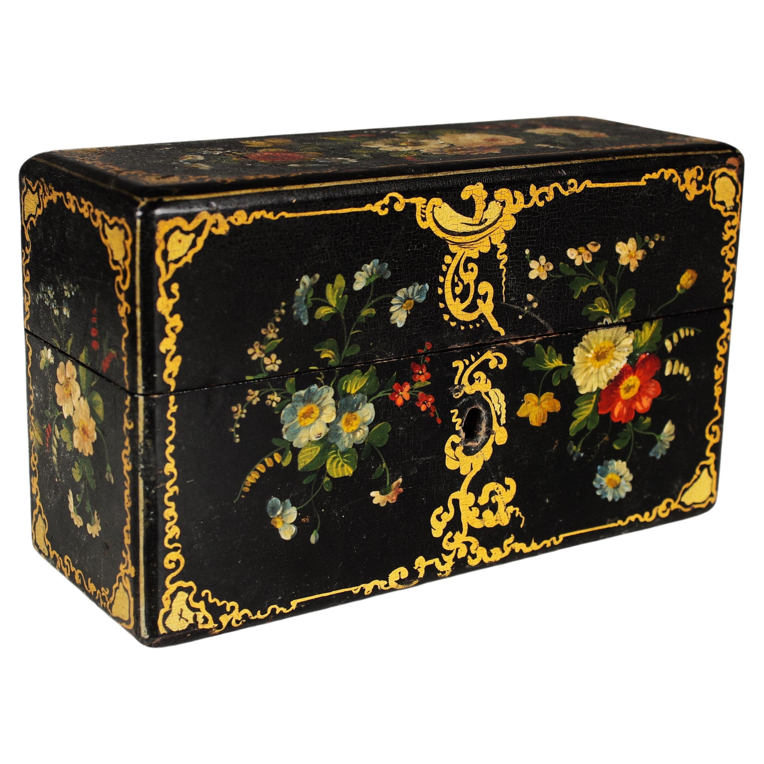 Antique Jewelry Box, Hand-painted, France, Around 1900 For Sale
