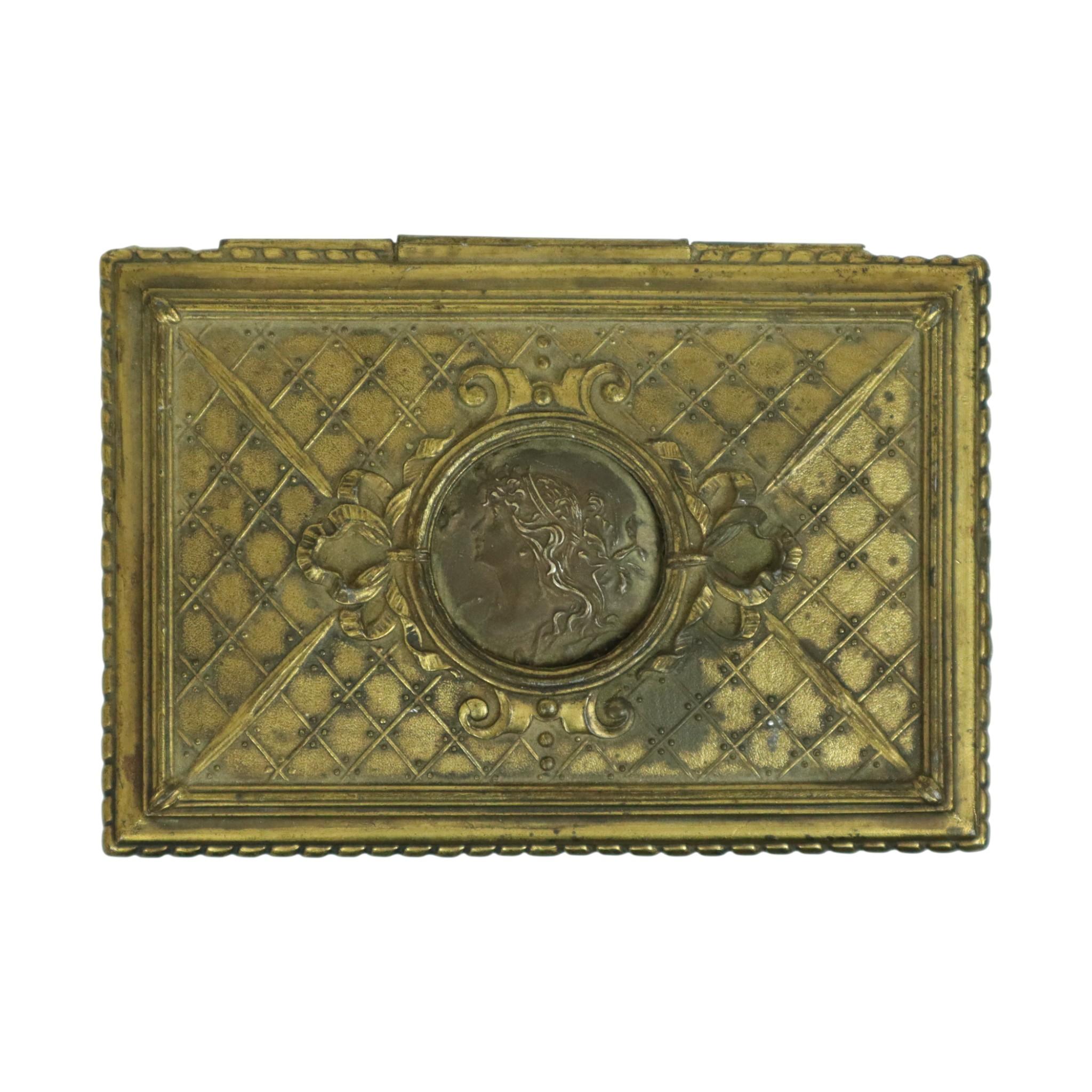 Antikes Schmuckkästchen Jewels Bronze Farbiges Metall Frankreich im Angebot 4