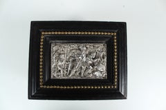 Antique Jewelry Box, Small Chest, Silver Ornament, circa 1900