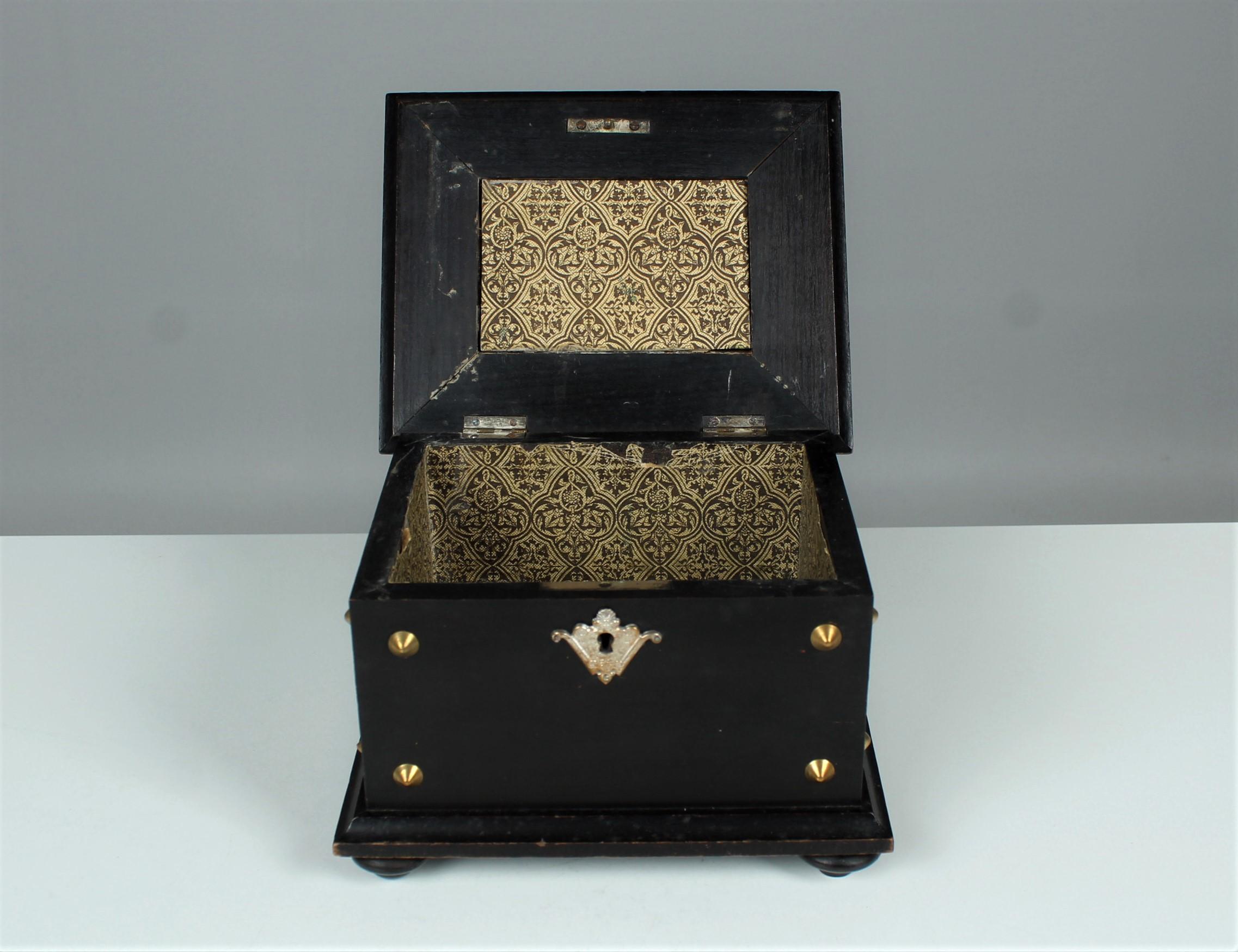 Silvered Antique Jewelry Box, Small Chest, Silver Ornament, circa 1900 For Sale