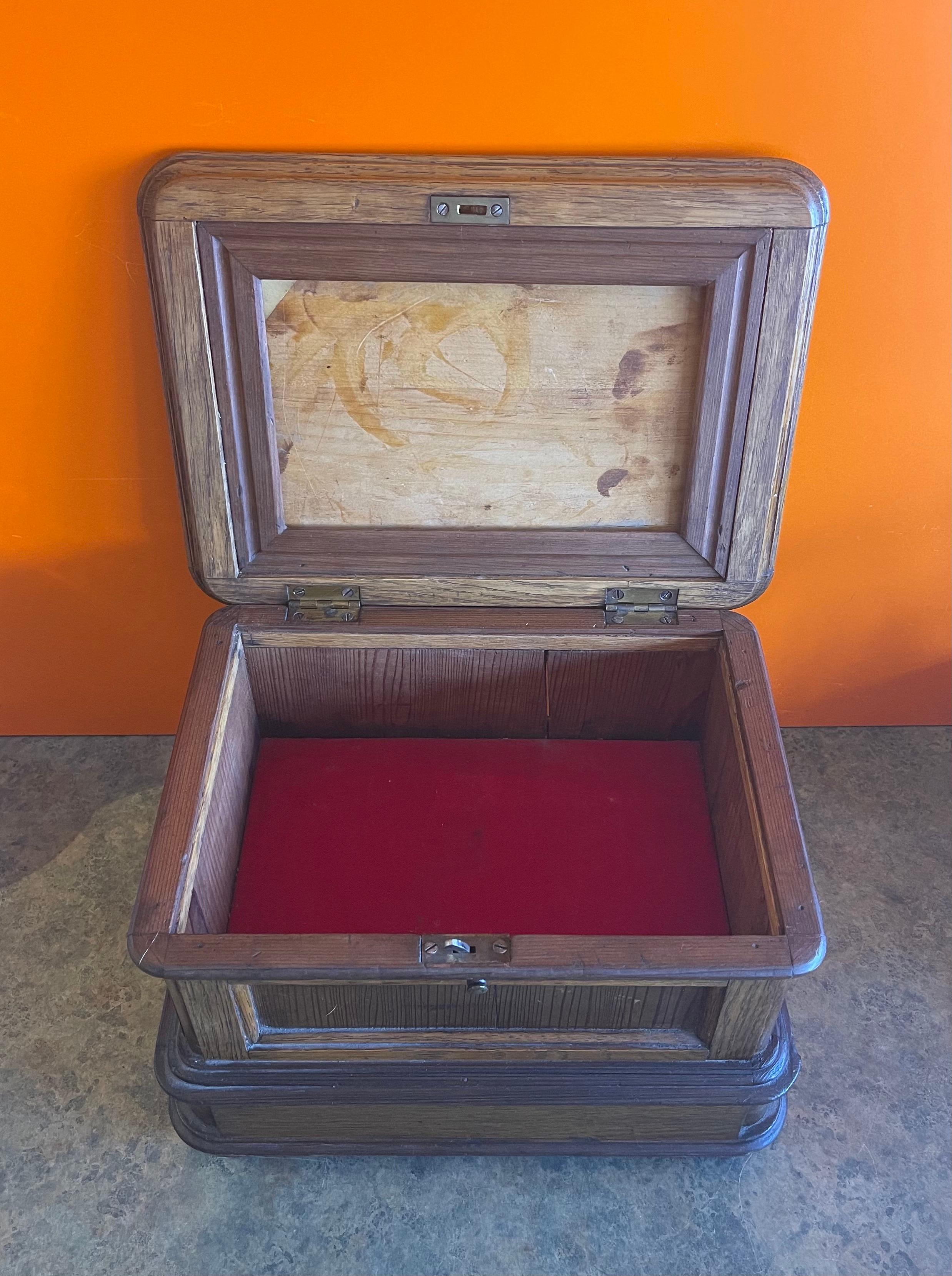 Antique Jewelry Box with Inlaid Wood Top For Sale 1