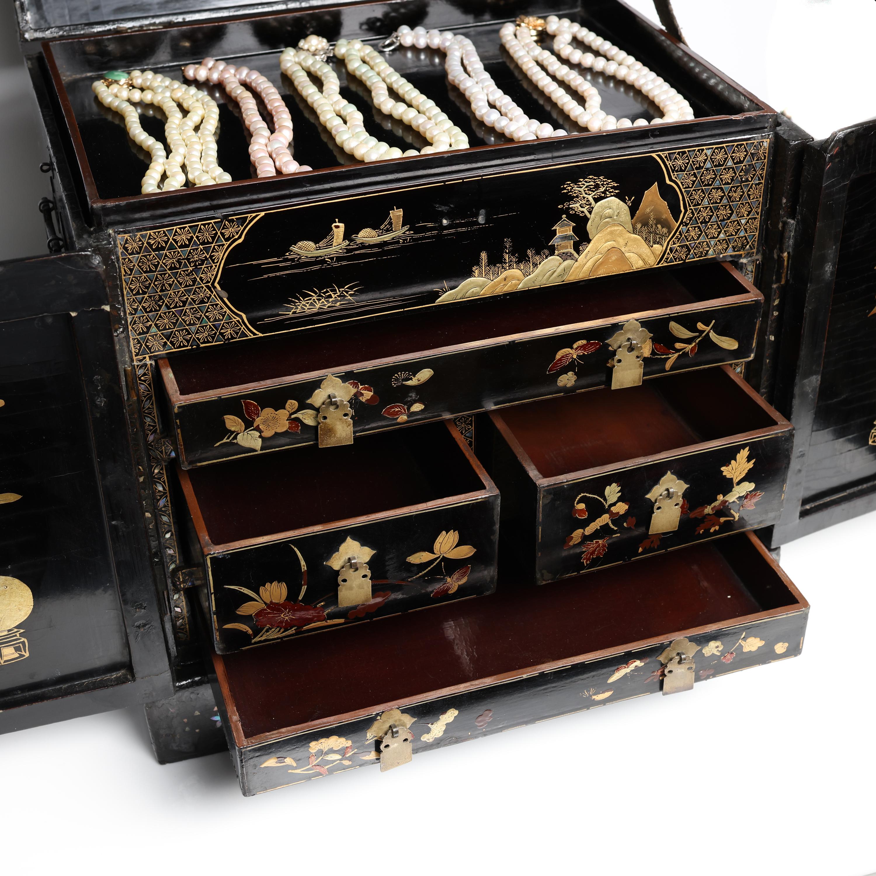 japanese black lacquer jewelry box