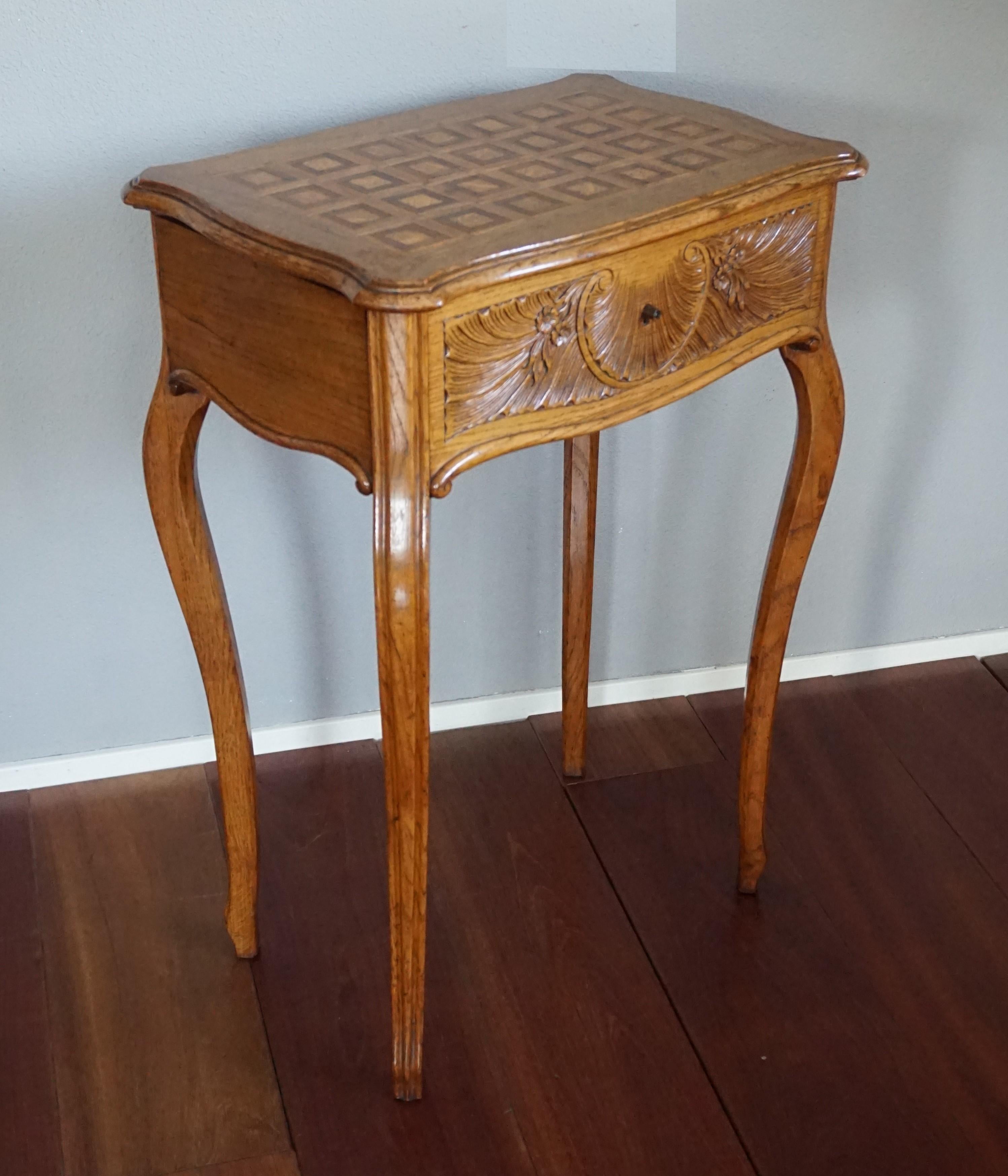 Elegant and practical size table for all kinds of purposes.

This superb, early 1900s French table is made in the style of Louis XVI and it can be used for various purposes. However, with such a stylish and good quality piece of French workmanship