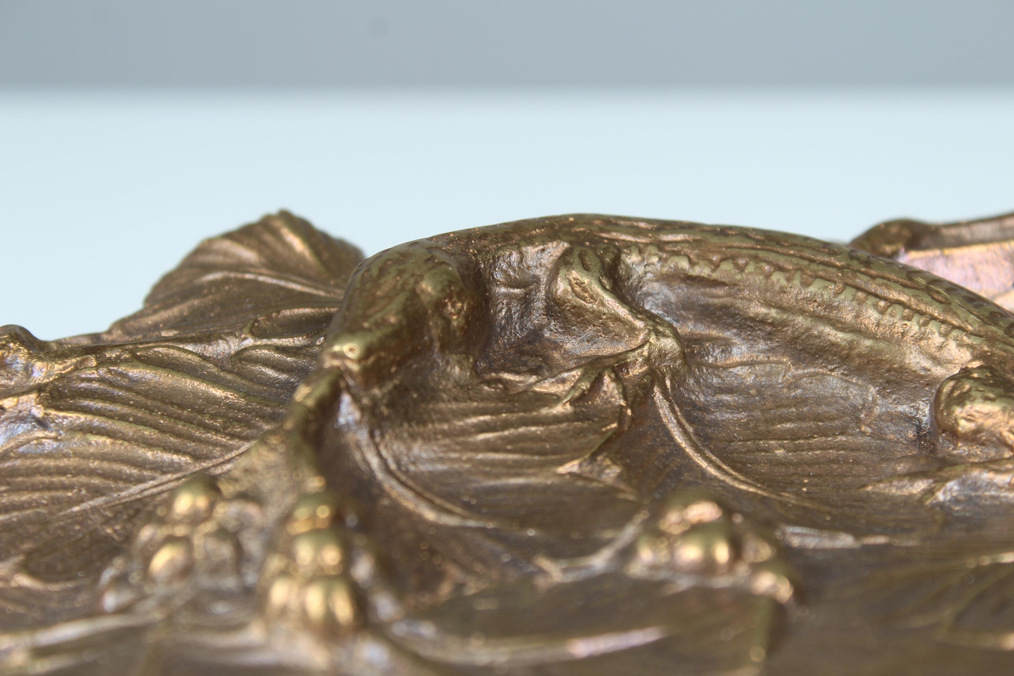 Antikes Schmucktablett, Jugendstil, vergoldete Bronze im Angebot 2