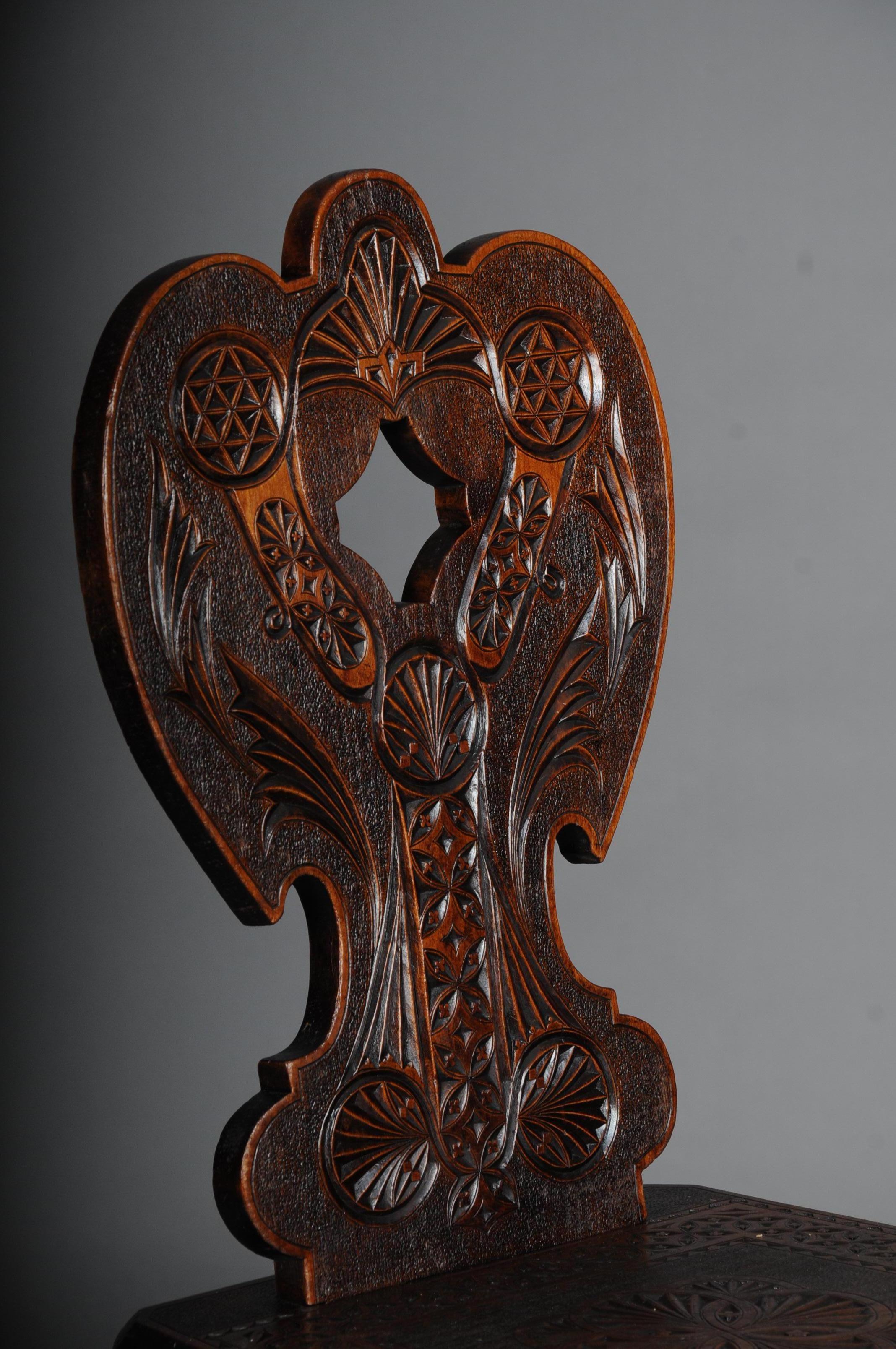 Antique Jewish Neo Renaissance Board Chair Historicism 1870, Oak 3