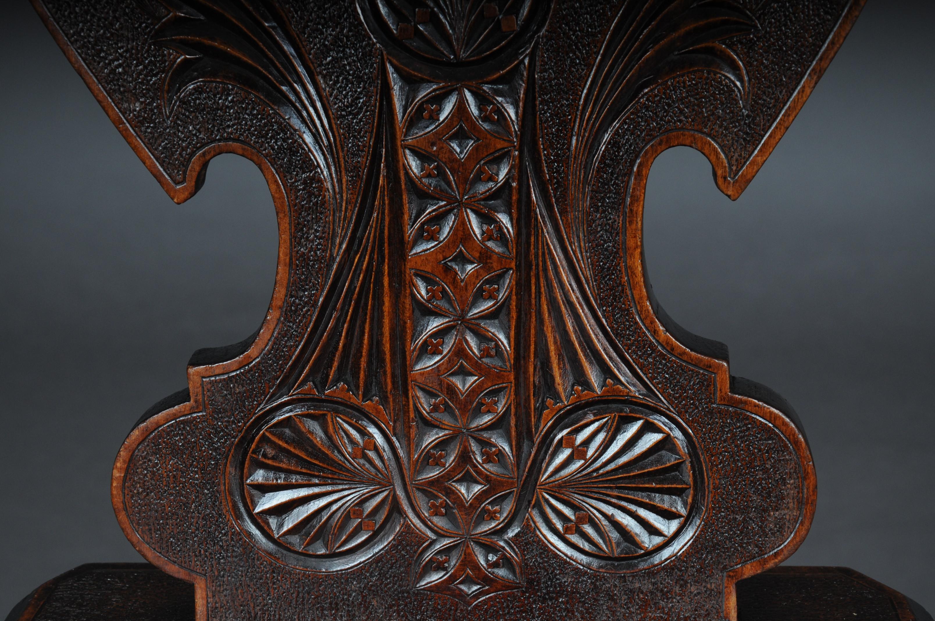 Renaissance Revival Antique Jewish Neo Renaissance Board Chair Historicism 1870, Oak