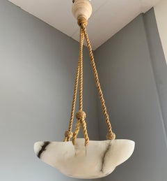 Antique Jewish Oil Lamp Design Hand Carved Alabaster Pendant Fixture, circa 1900