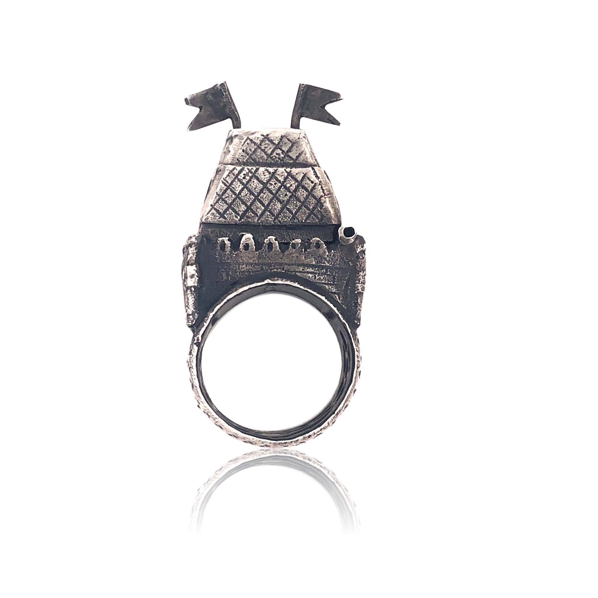 Silver Jewish Betrothal ring. The 1 