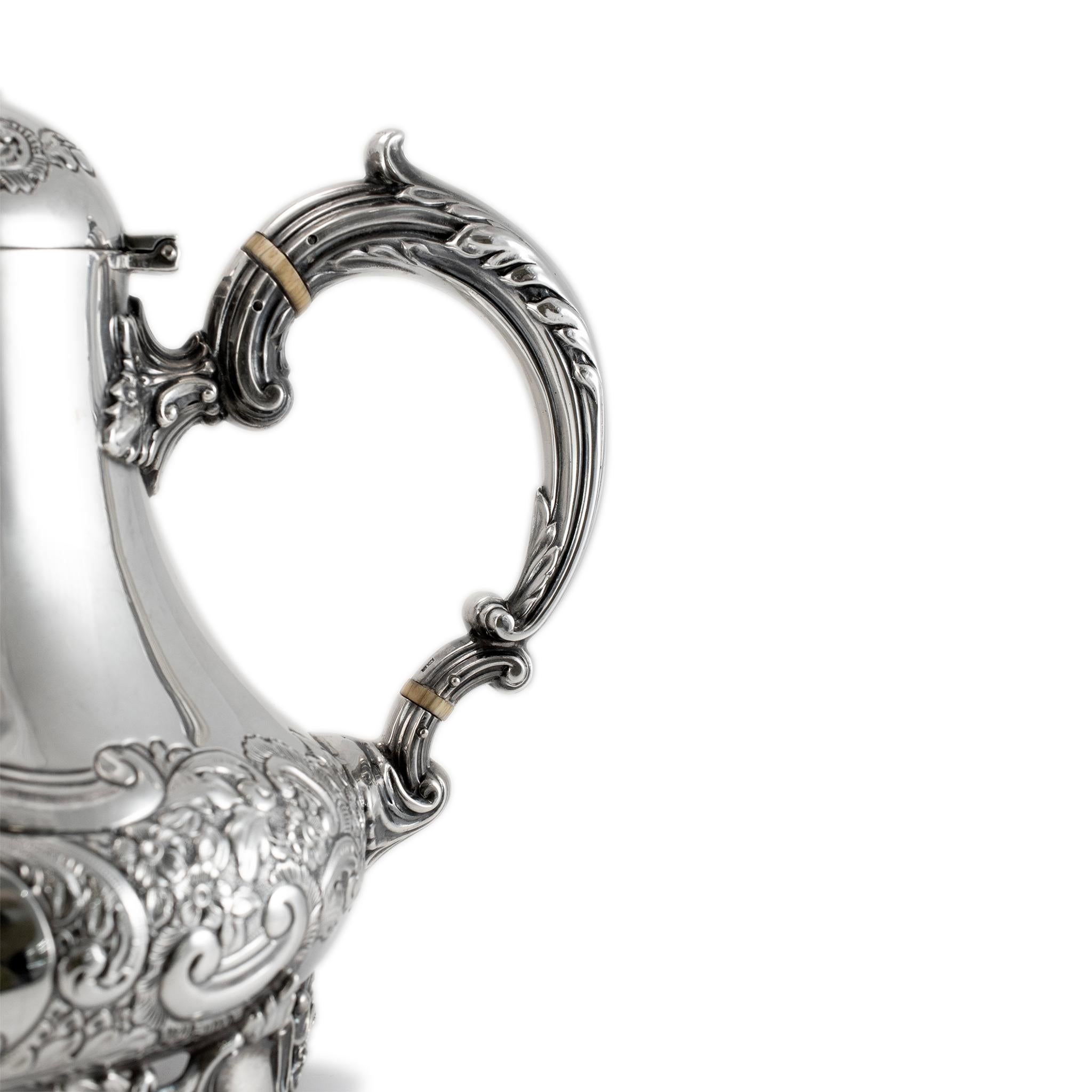 Antique j.g Ltd Heavy 925 Sterling Silver a Teapot With Hinged Cover For Sale 1