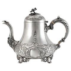 Antica teiera in argento 925 pesante j.g Ltd con coperchio a cerniera