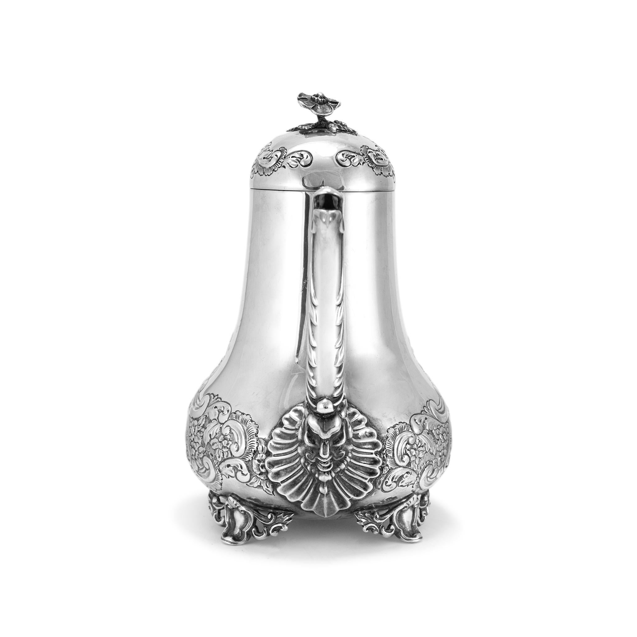 Antique j.g Ltd Heavy 925 Sterling Silver Hot Water Kettle With Hinged Cover For Sale 1