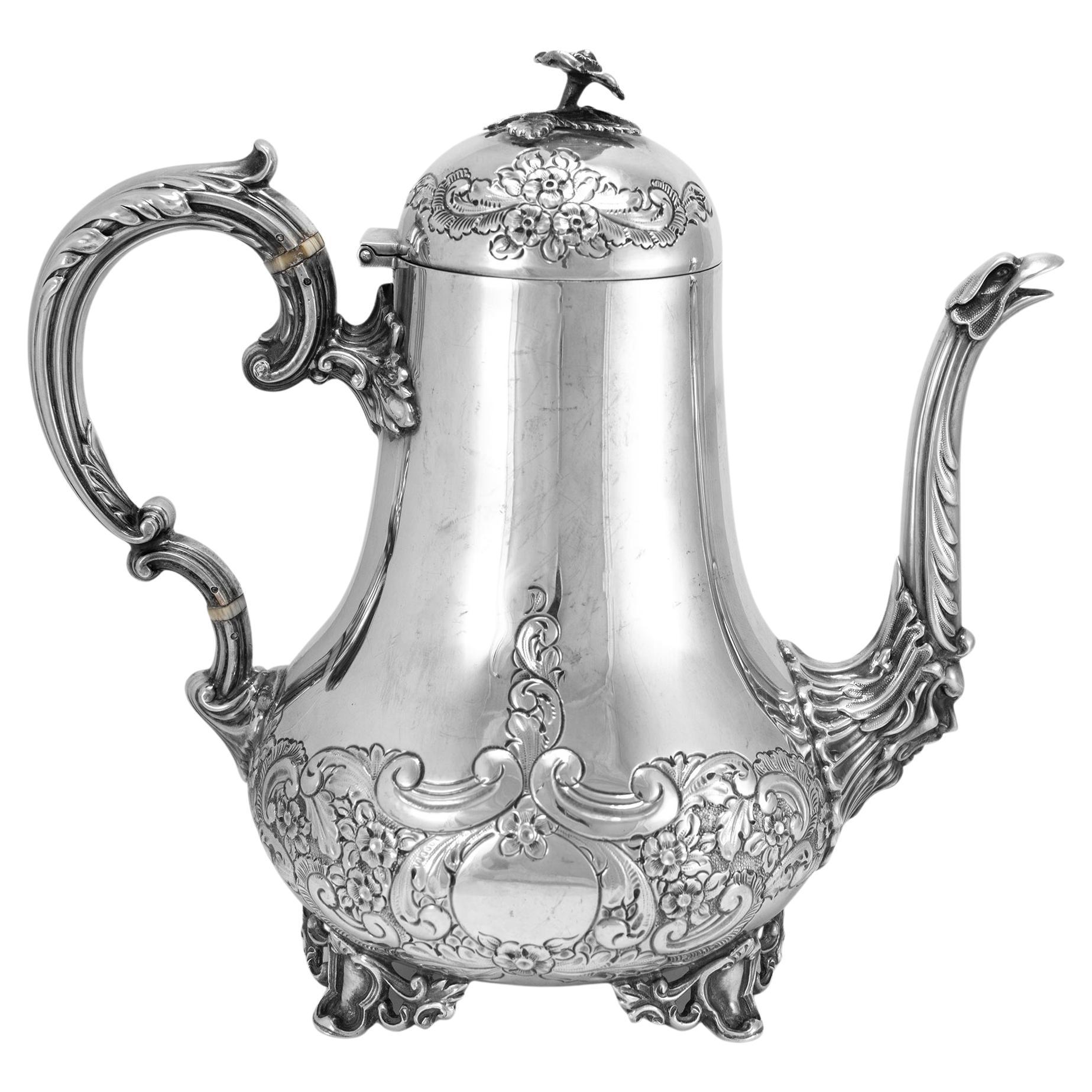 Antique j.g Ltd Heavy 925 Sterling Silver Hot Water Kettle With Hinged Cover