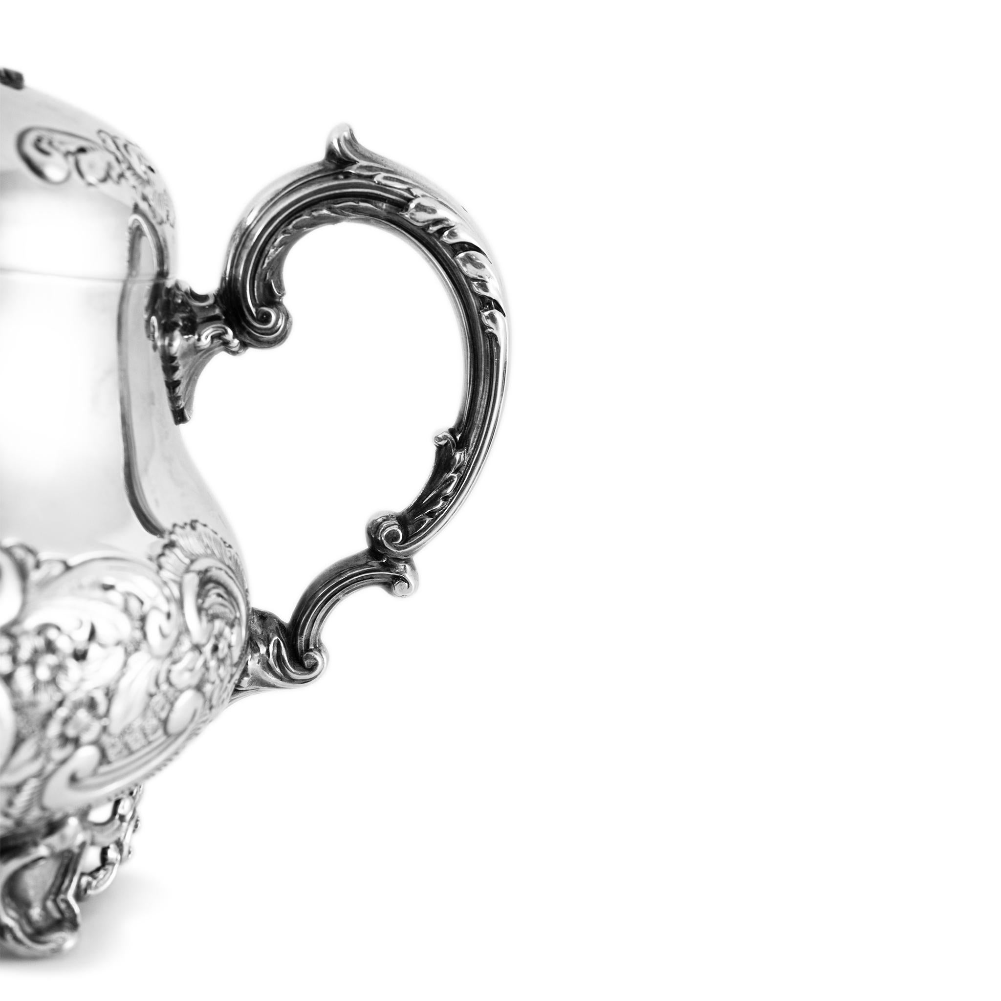 Antico set da tè individuale in argento 925 j.g Ltd Heavy Sterling Silver Sugar Bowl & Cover in vendita 2