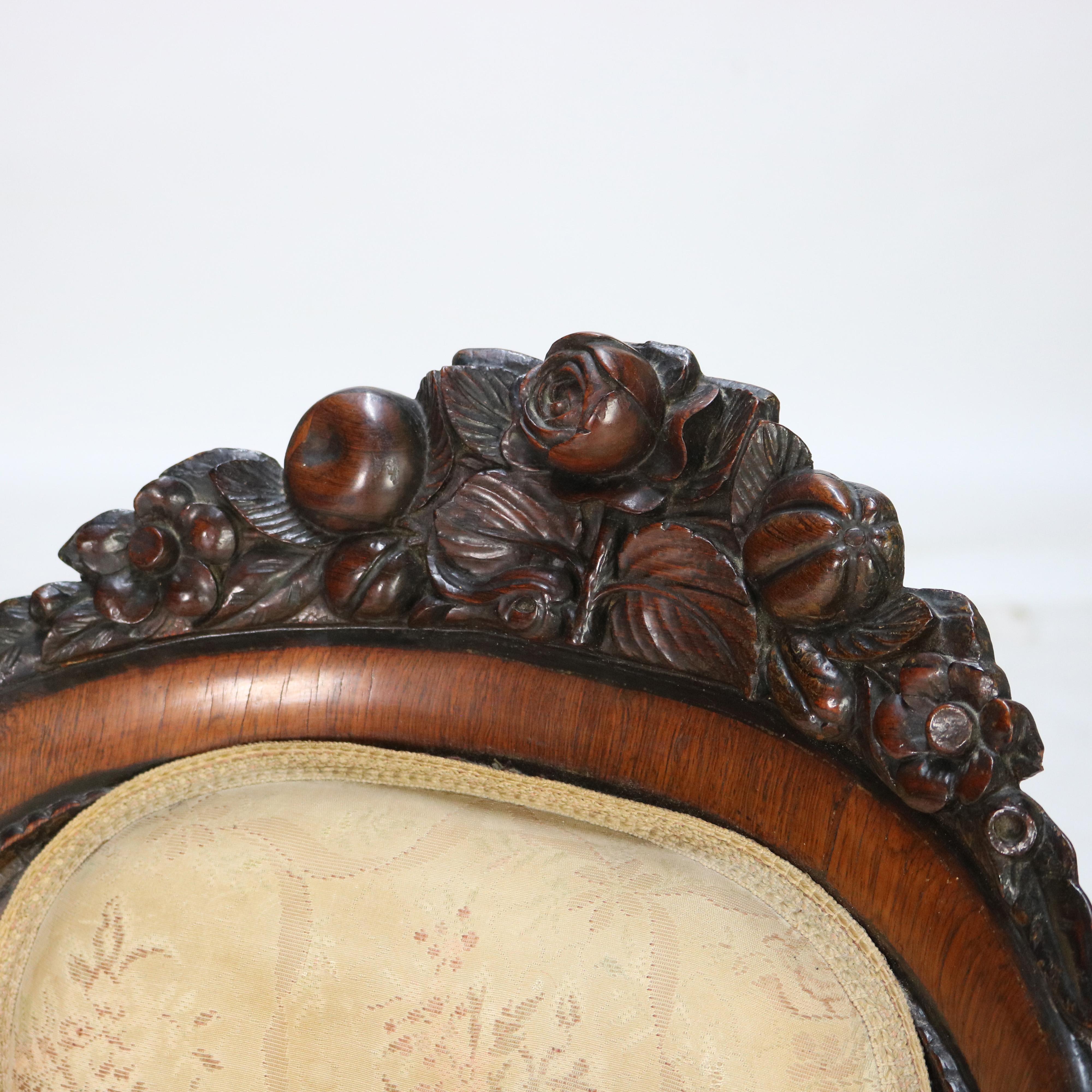 Antique JH Belter Victorian Rocco Carved Rosewood Slipper Chair c1870.   
36 1/4