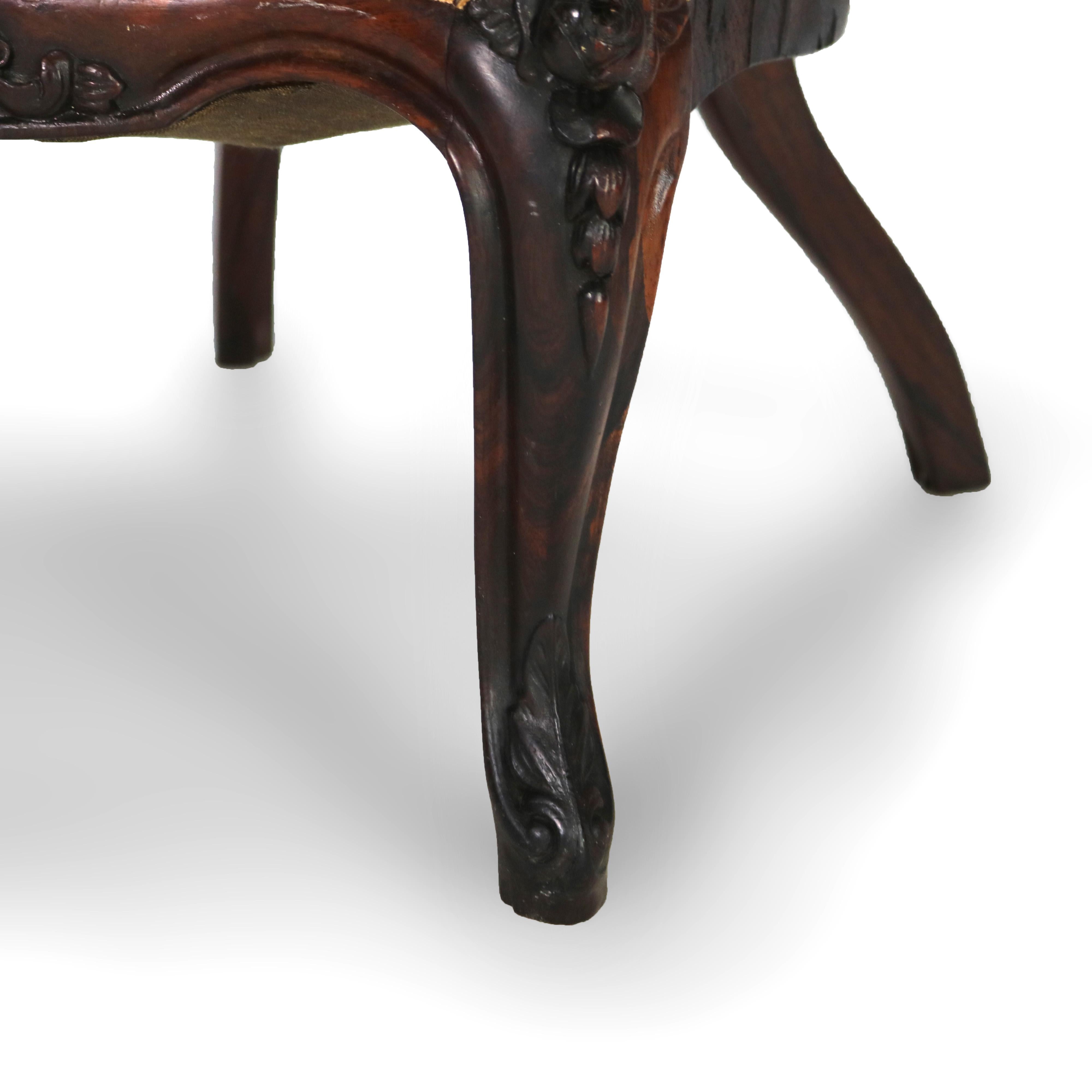 Antique JH Belter Victorian Rocco Carved Rosewood Slipper Chair c1870 For Sale 4
