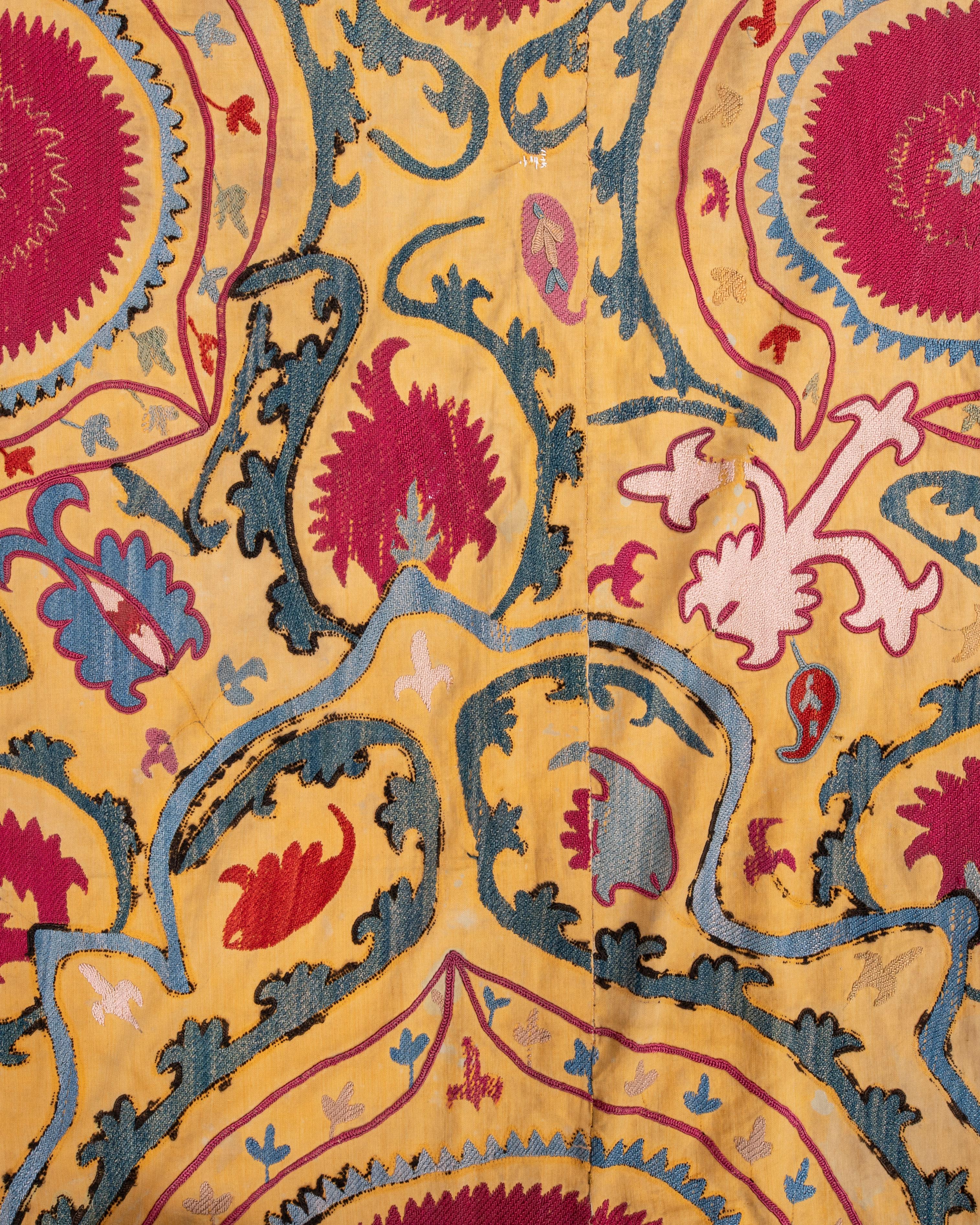 Suzani jizzakh antiguo, Uzbekistán, finales del siglo XIX. Seda en venta