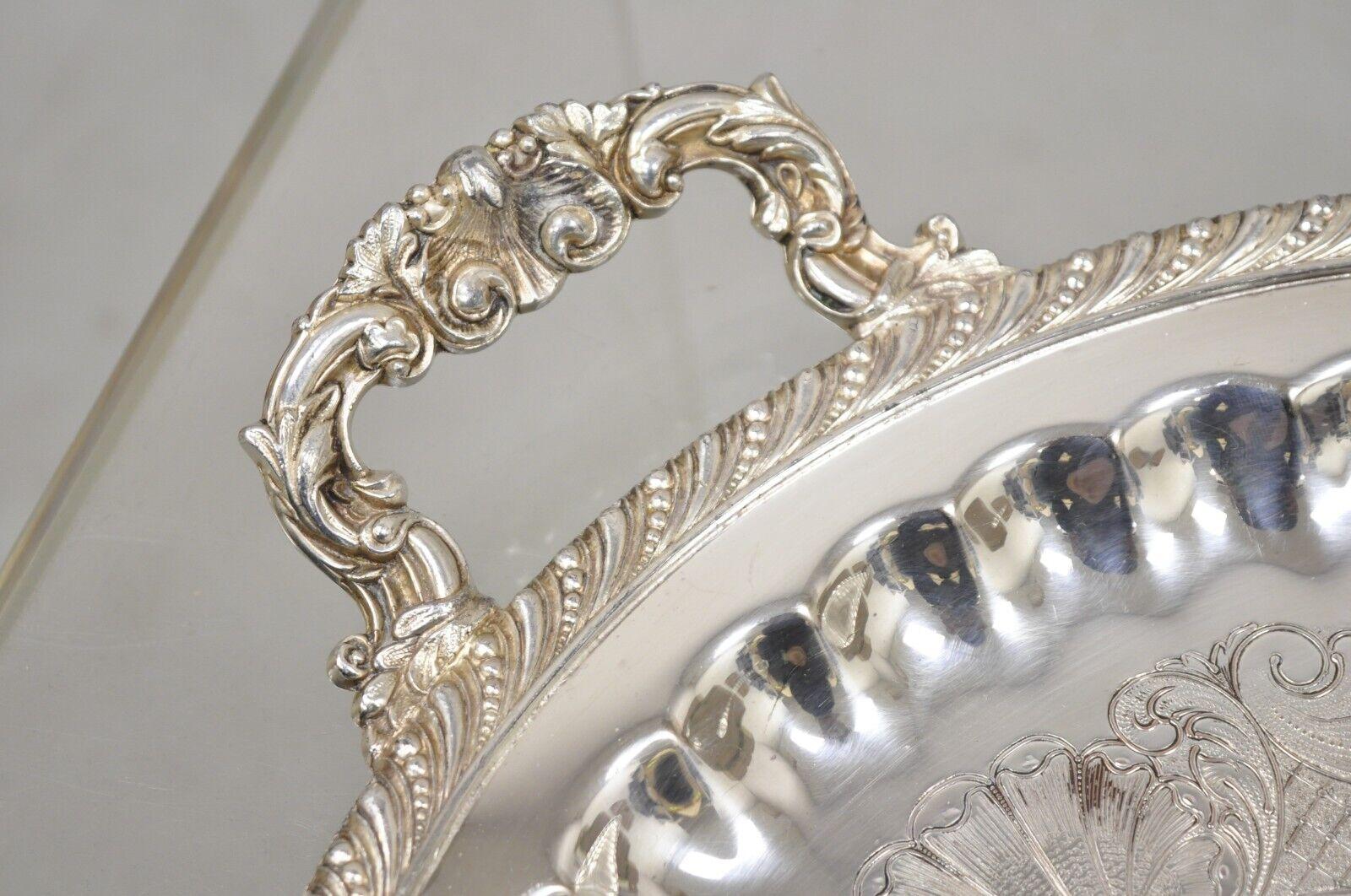 Antique JLS EPC Silver Plated Regency Style Ornate Oval Serving Platter Tray 1
