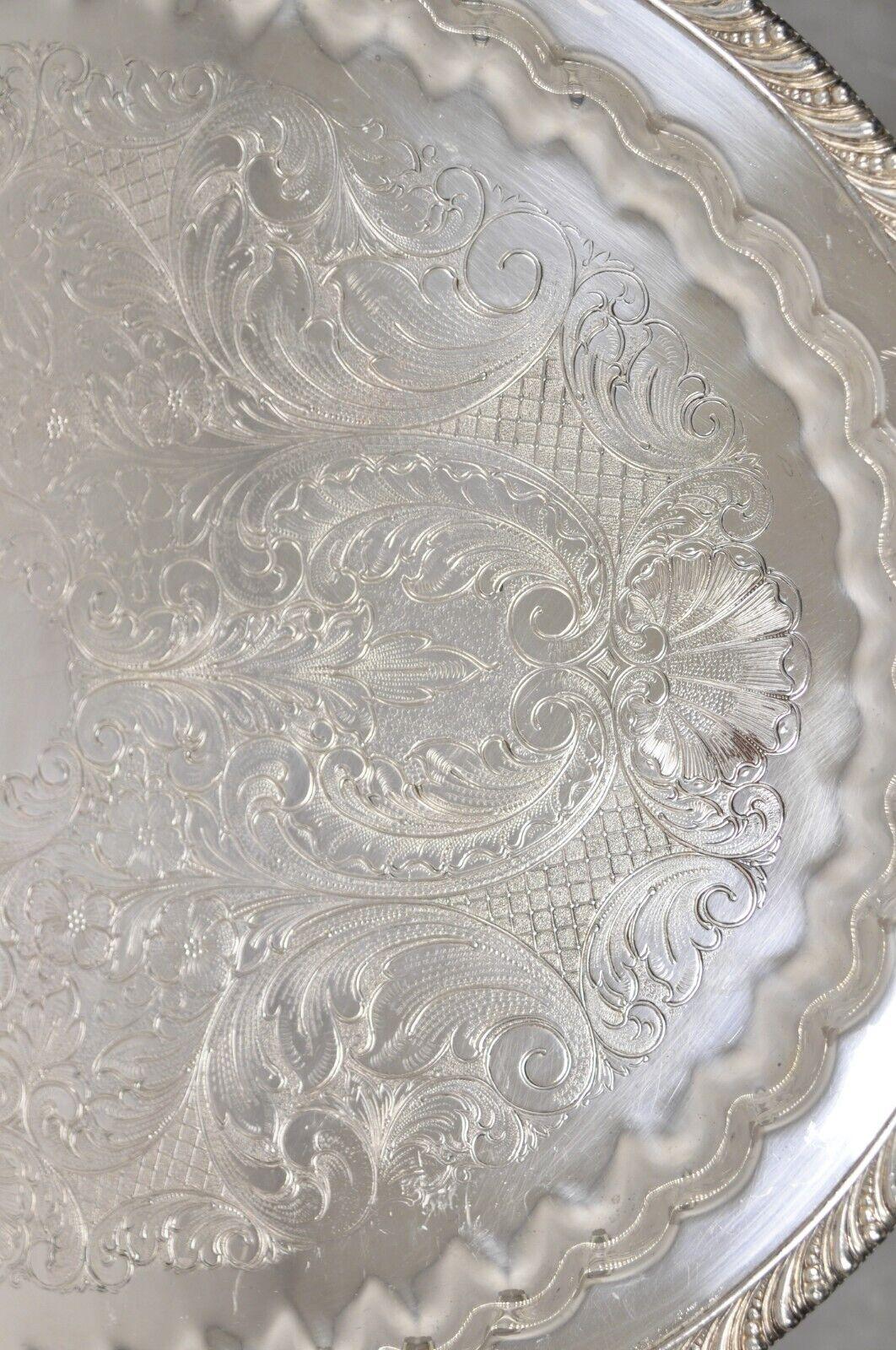 Antique JLS EPC Silver Plated Regency Style Ornate Oval Serving Platter Tray 2