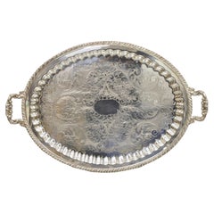 Antique JLS EPC Silver Plated Regency Style Ornate Oval Serving Platter Tray