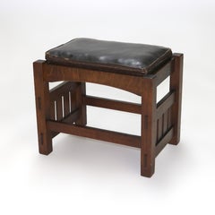 Antique JM Young Stickley School Arts & Crafts Mission Oak Stool C1910
